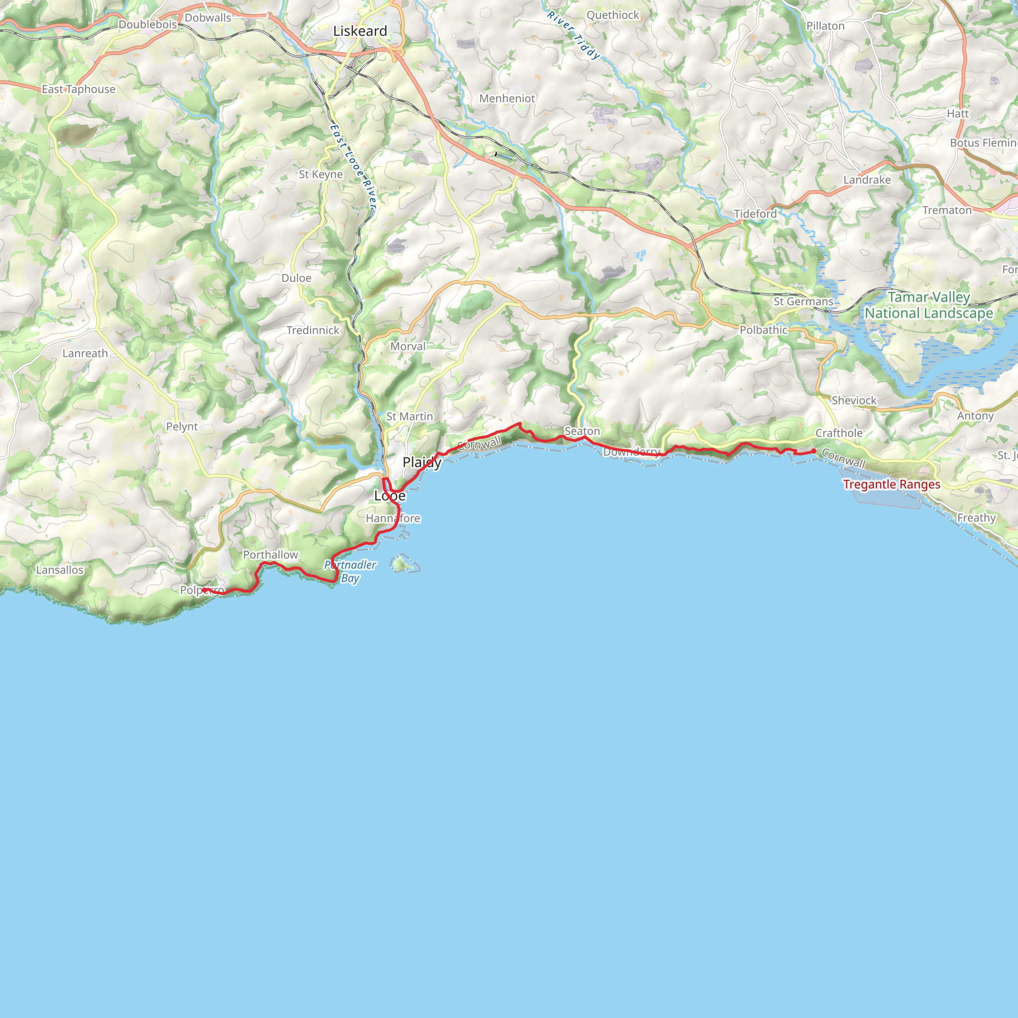 Polperro to Portwrinkle Walk mobile static map