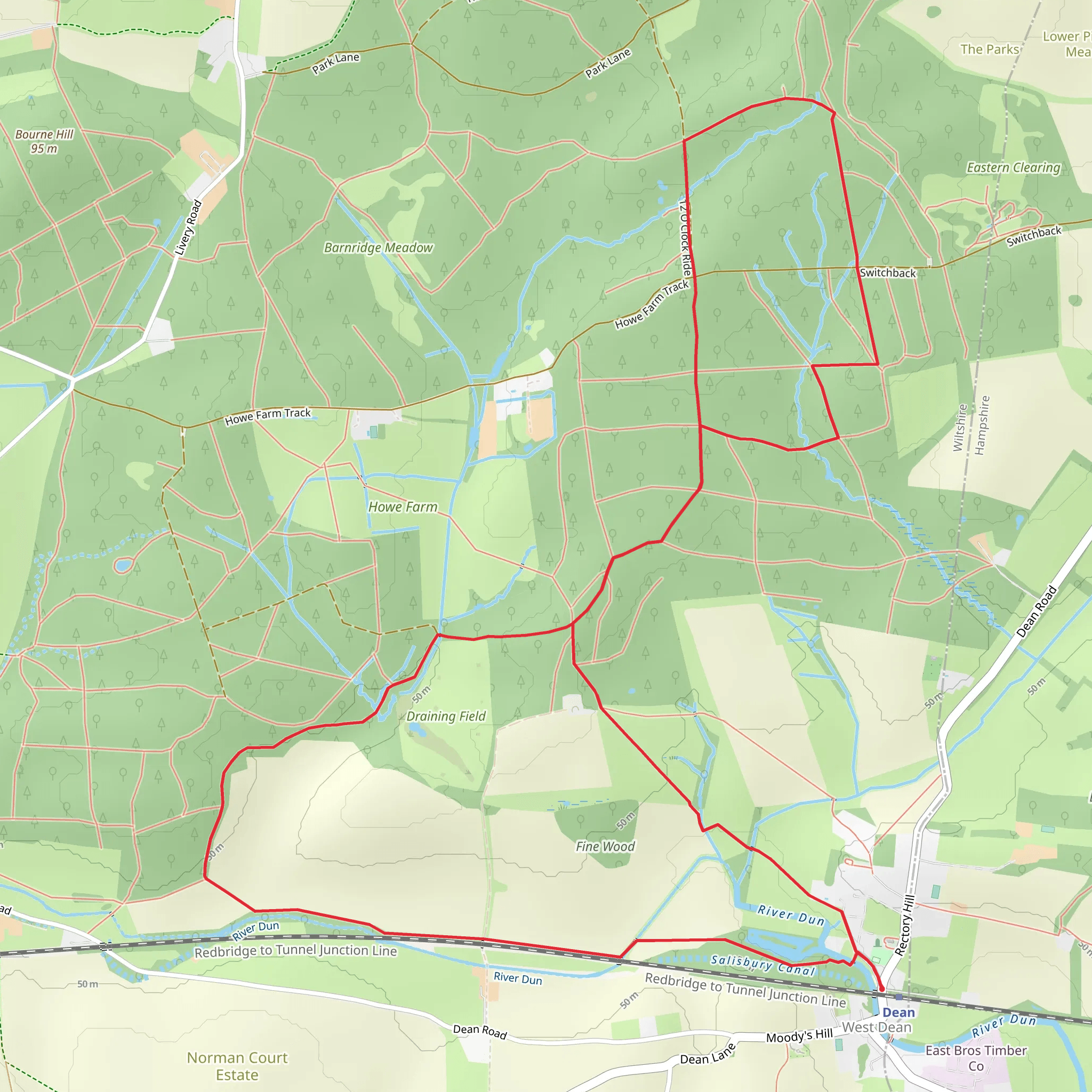Bentley Wood Loop - West Dean mobile static map