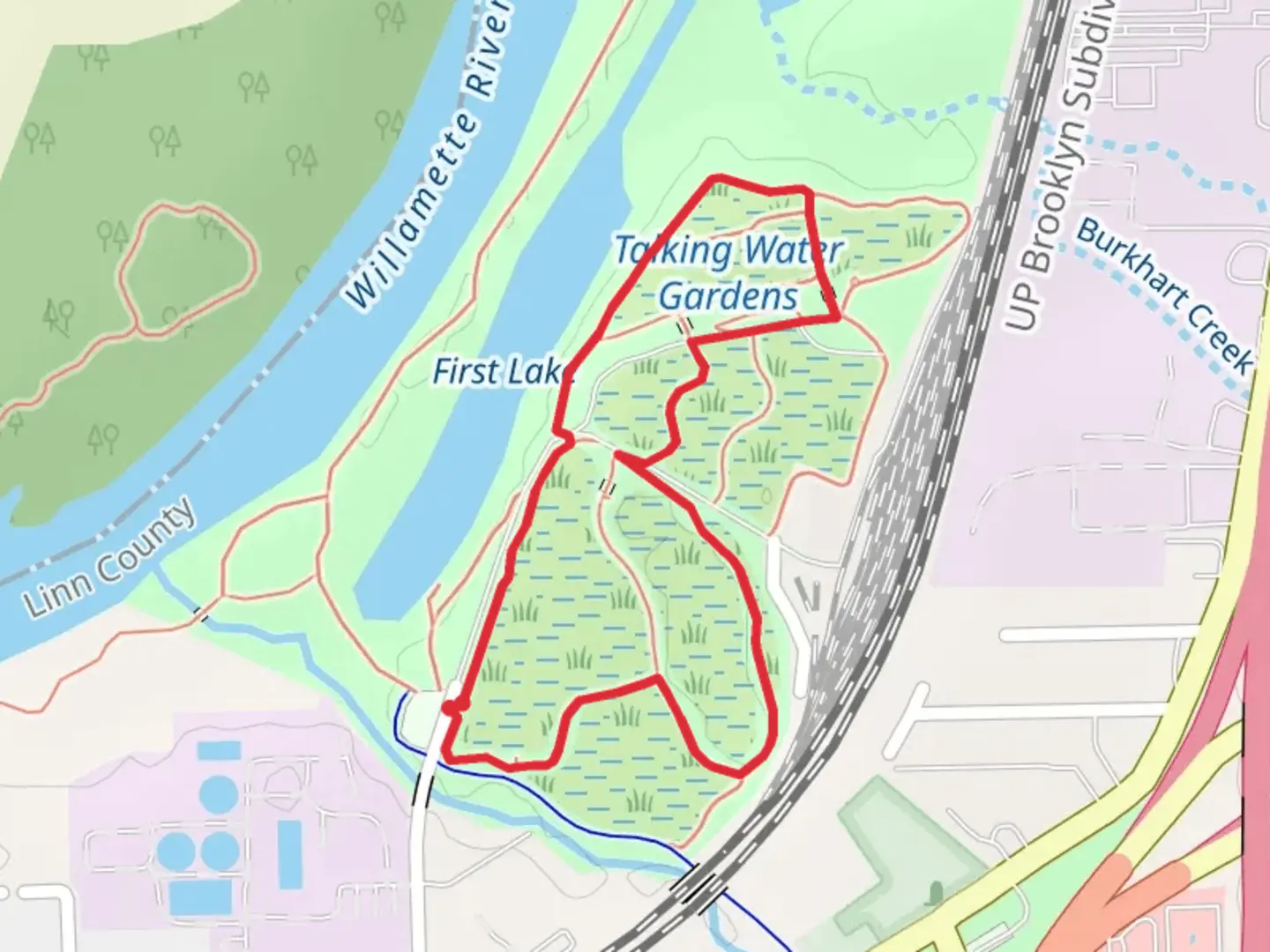 An image depicting the trail Simpson Park South Loop and its surrounding area.