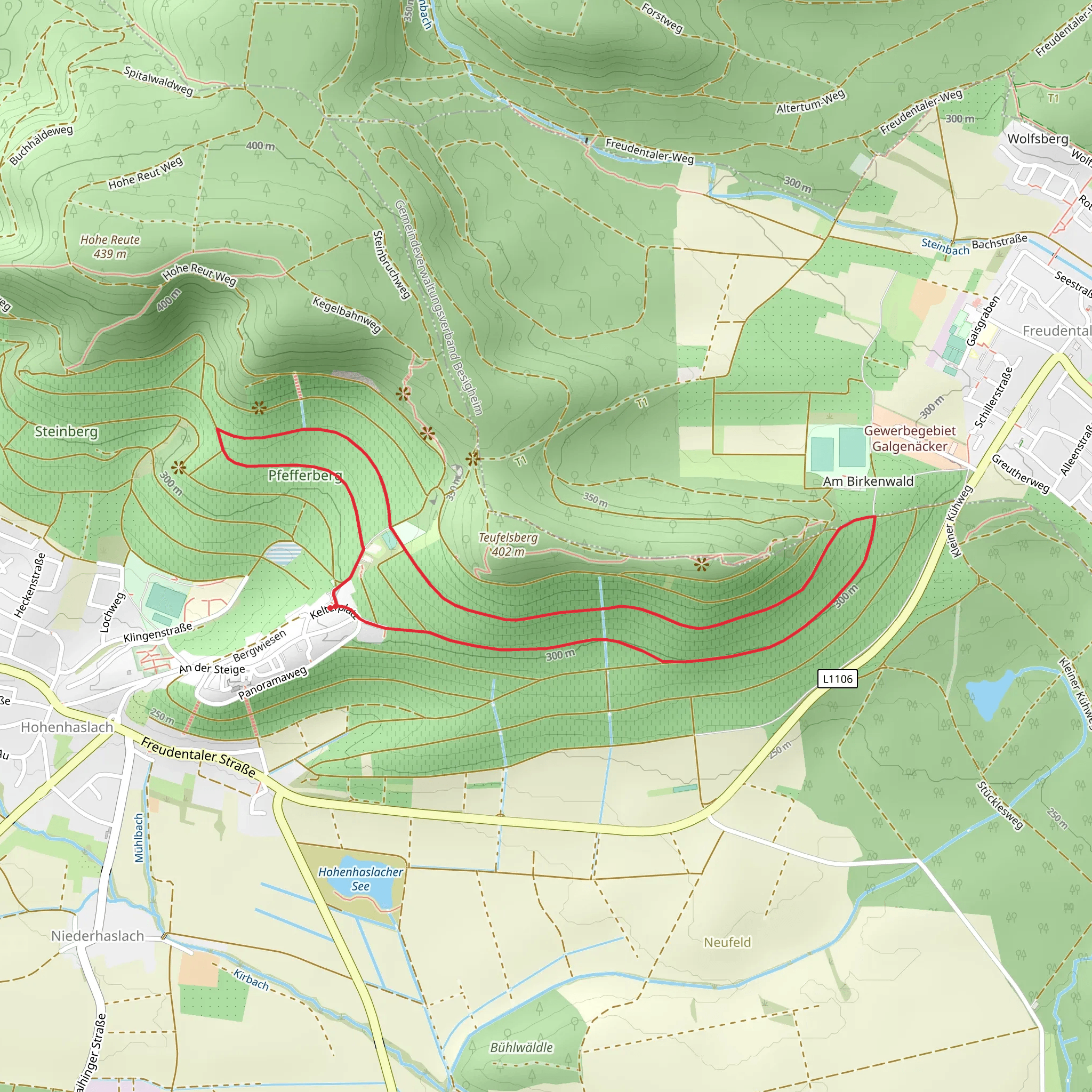 Weitblickweg Hohenhaslach Loop mobile static map