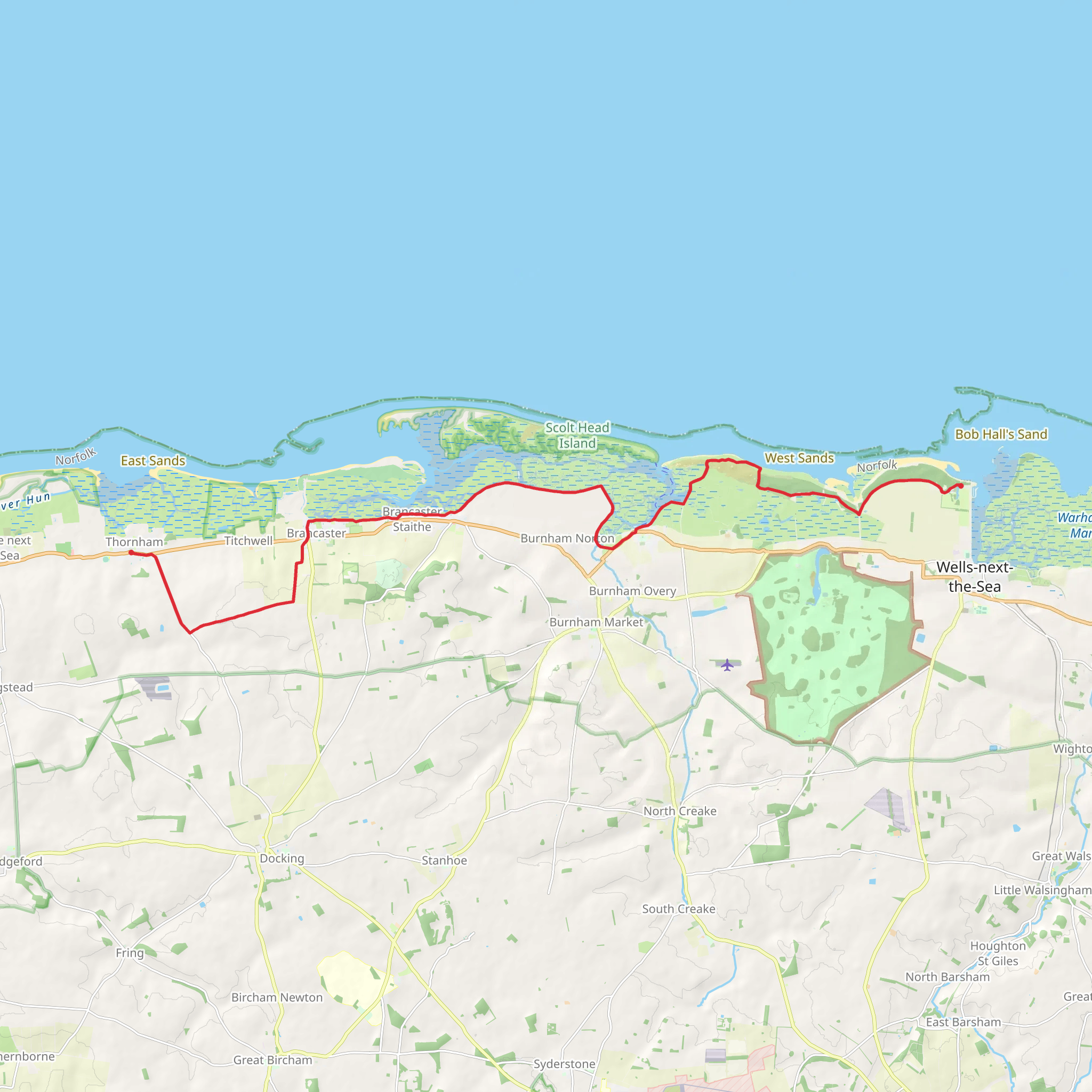 Thornham to Wells Next the Sea Walk mobile static map