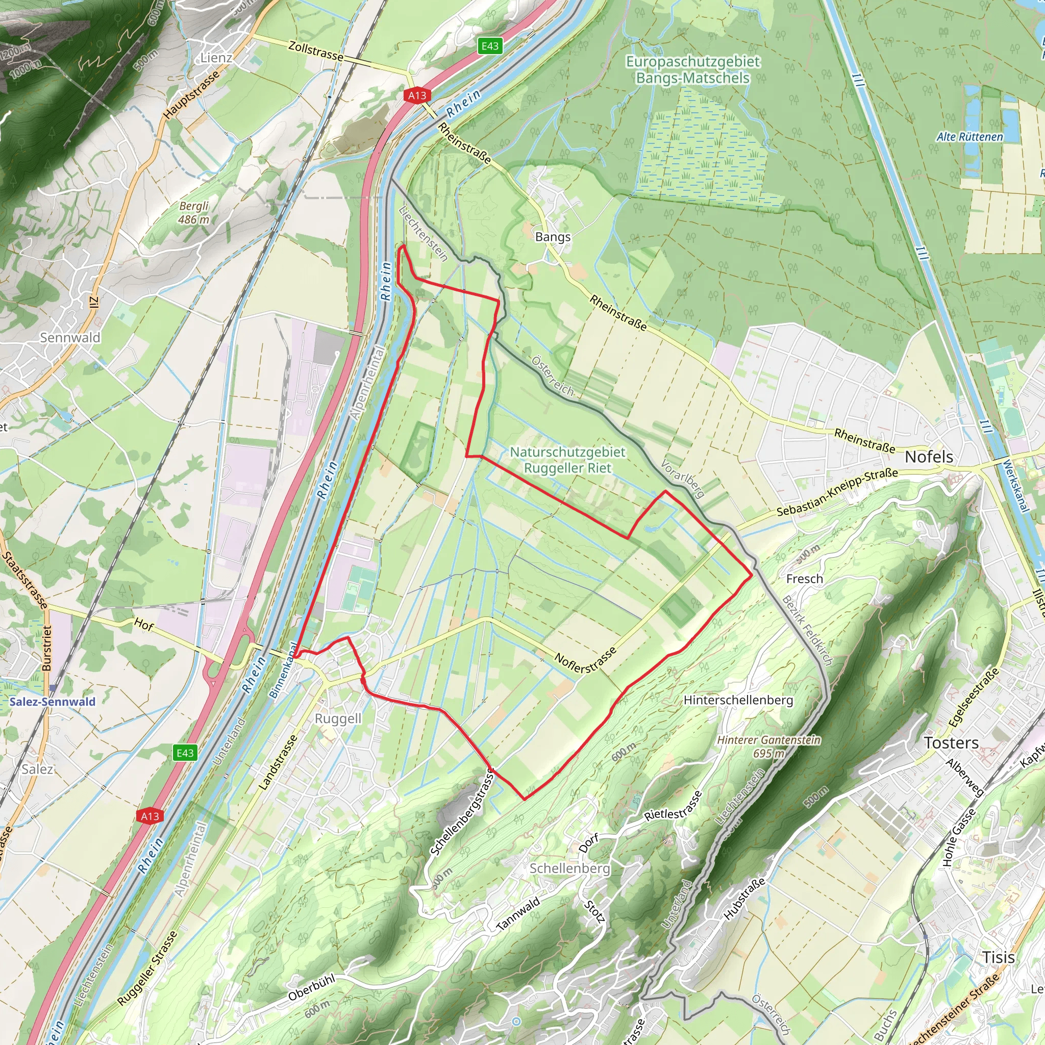 Rugeller Loop Trail mobile static map