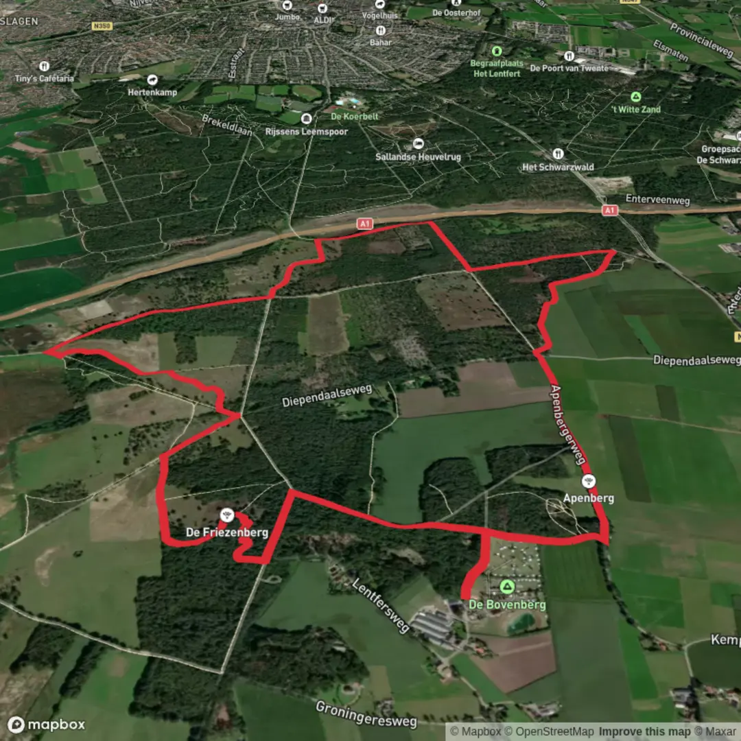 An image depicting the trail Grafheuvels Loop and its surrounding area.