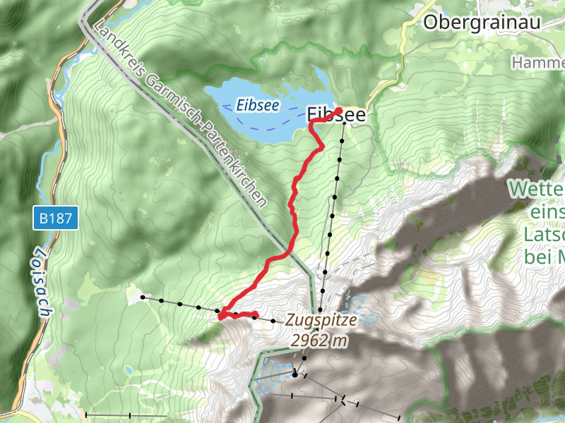 Wiener Neustadter Hutte Walk from Eibsee mobile static map