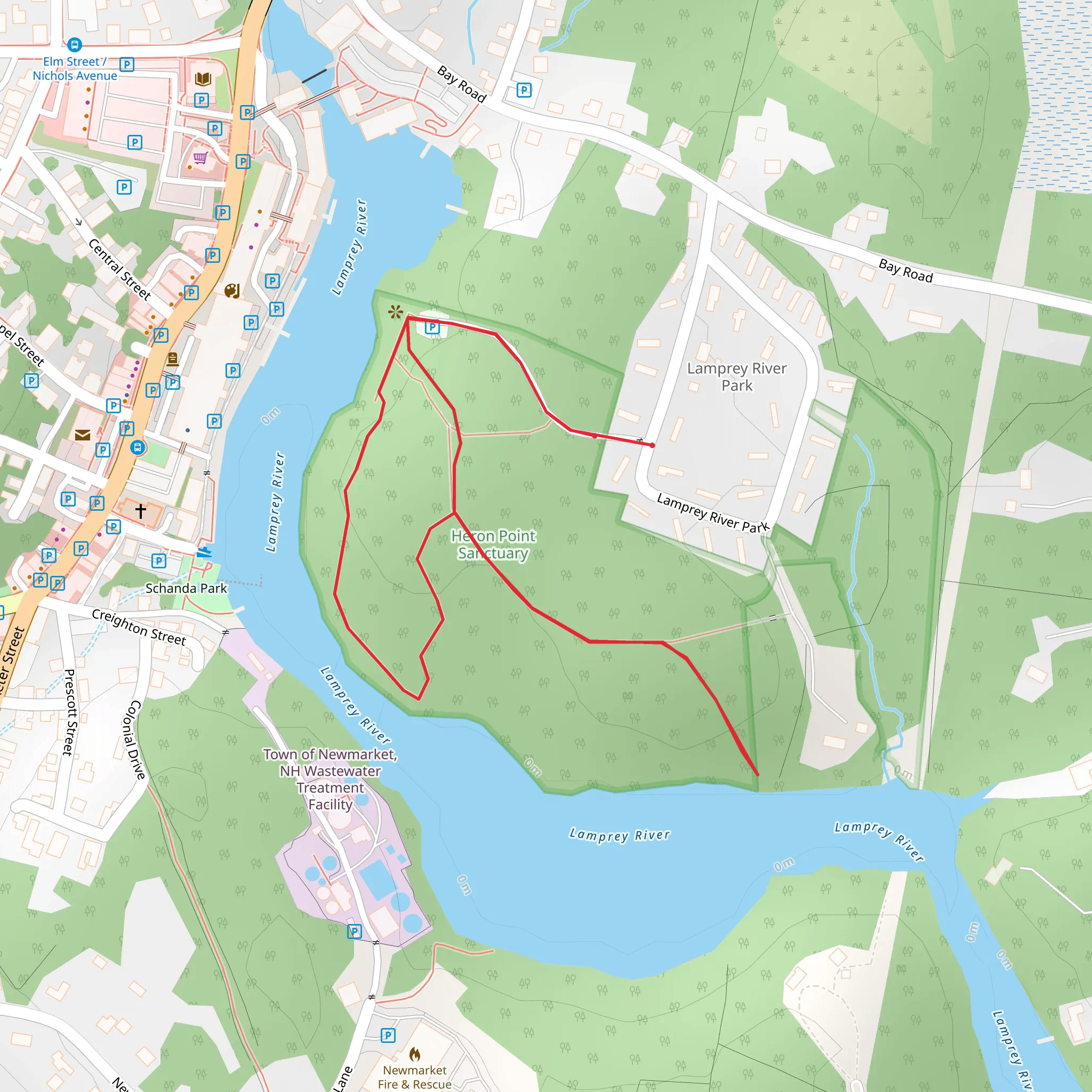 Lamprey River Park Loop mobile static map
