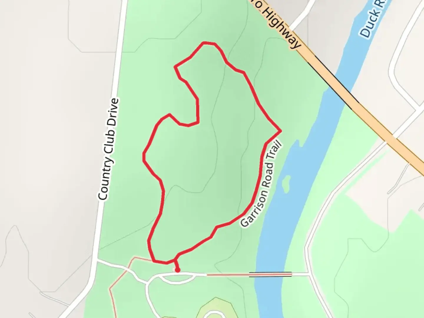 An image depicting the trail Garrison Road Loop Trail and its surrounding area.