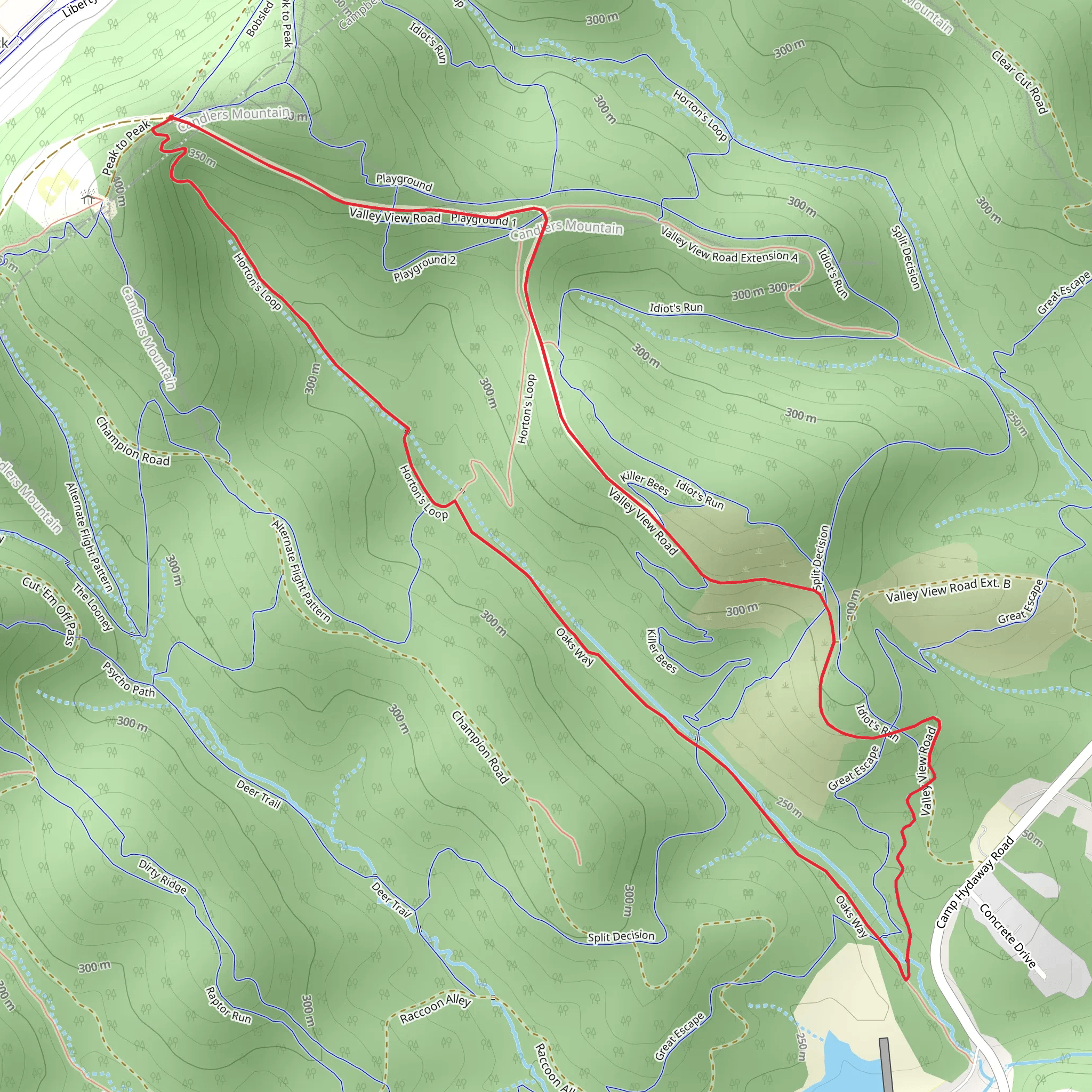 Valley View Road, Oaks Way and Horton's Loop mobile static map