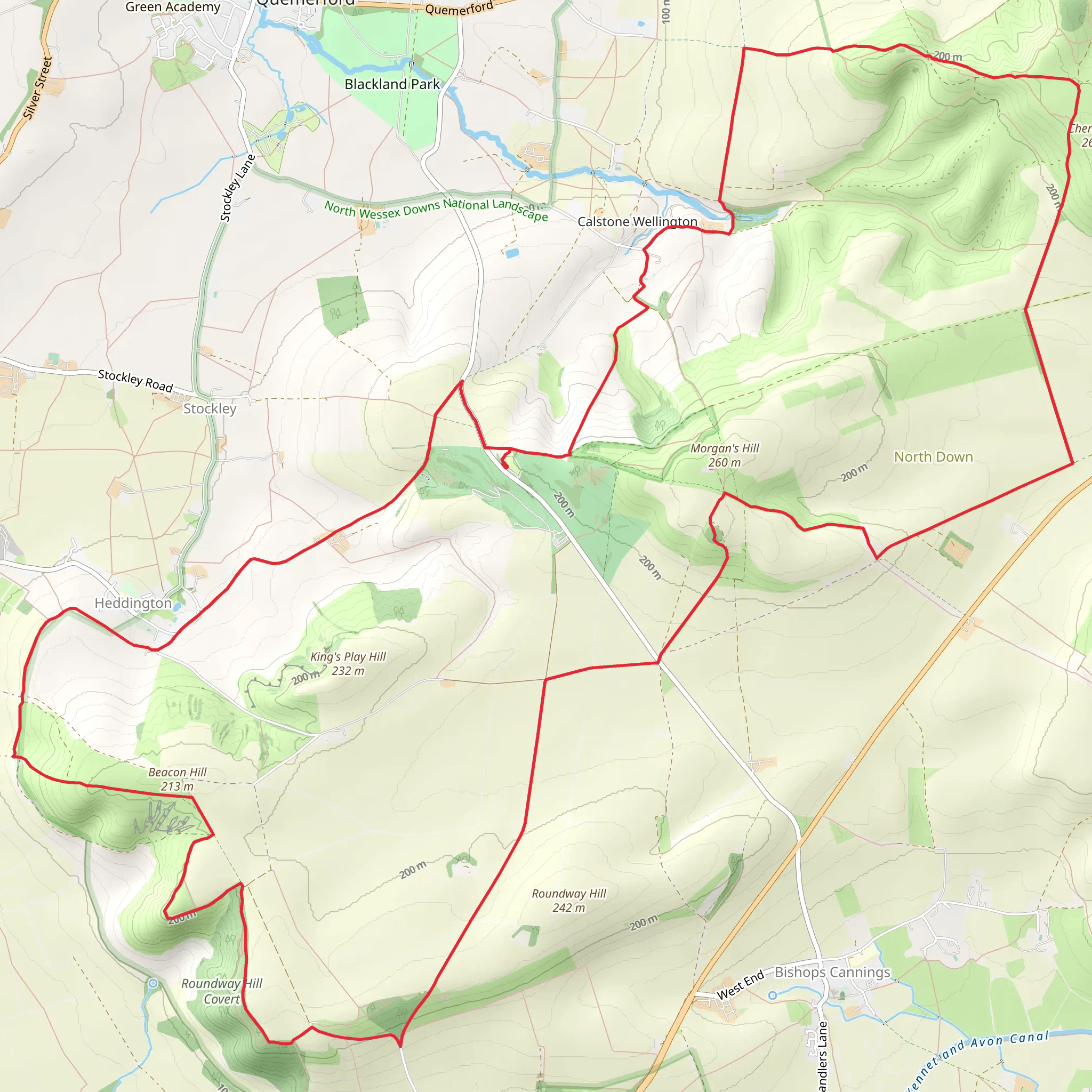 Calstone Wellington Loop via Oldbury Castle mobile static map