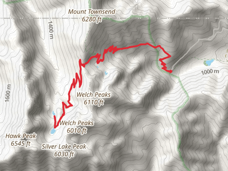 Silver and Lower Silver Lake via Mount Townsend Lower Trail