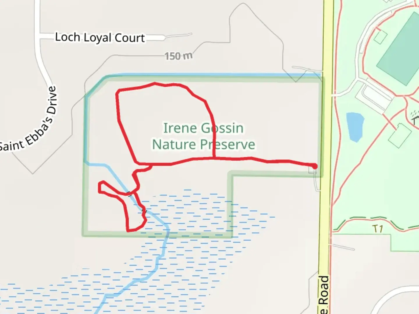 An image depicting the trail Five Mile Line Road Loop and its surrounding area.