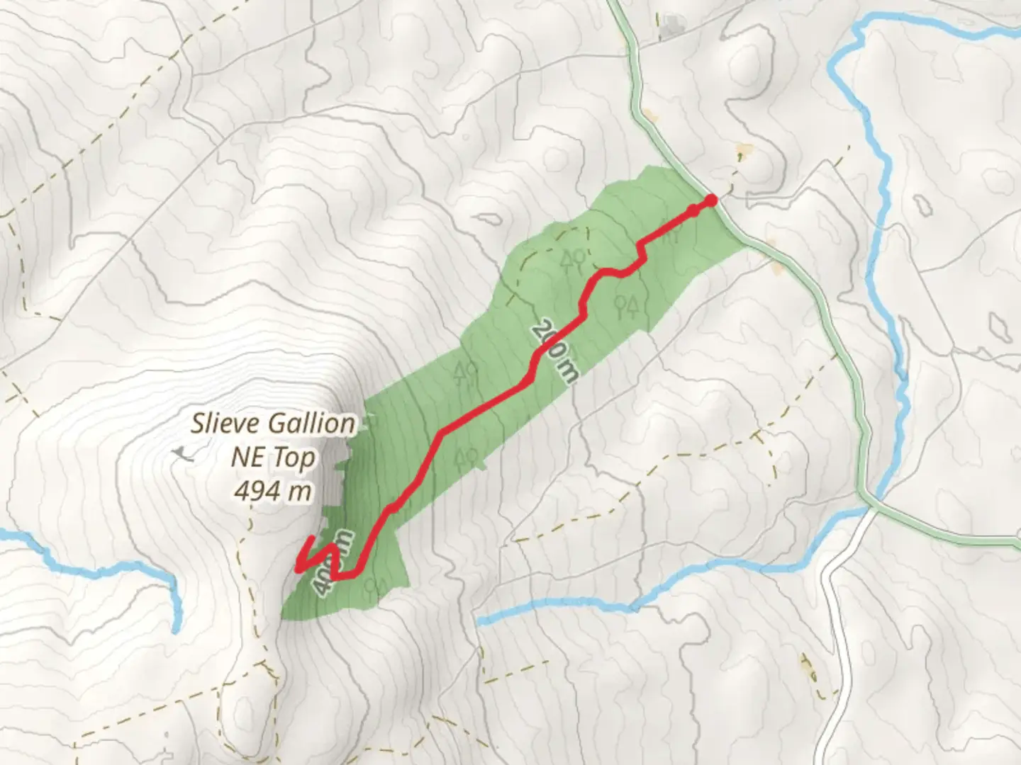An image depicting the trail Iniscarn Forest and its surrounding area.