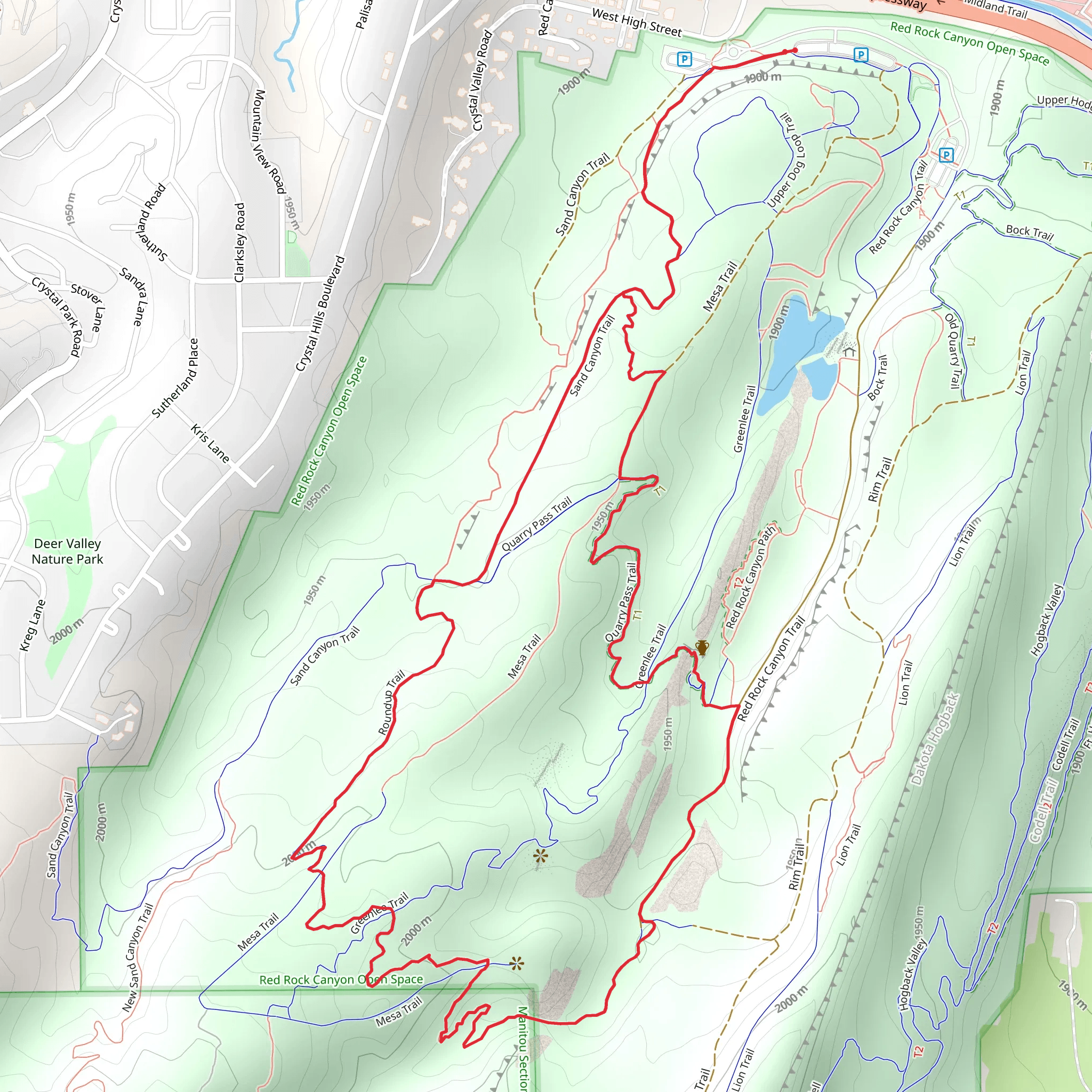 Red Rock Canyon Trail and Roundup Trail Loop mobile static map