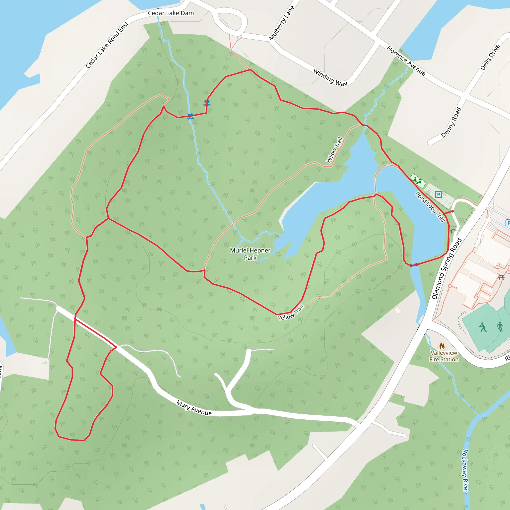 Yellow and Pond Loop Trail mobile static map
