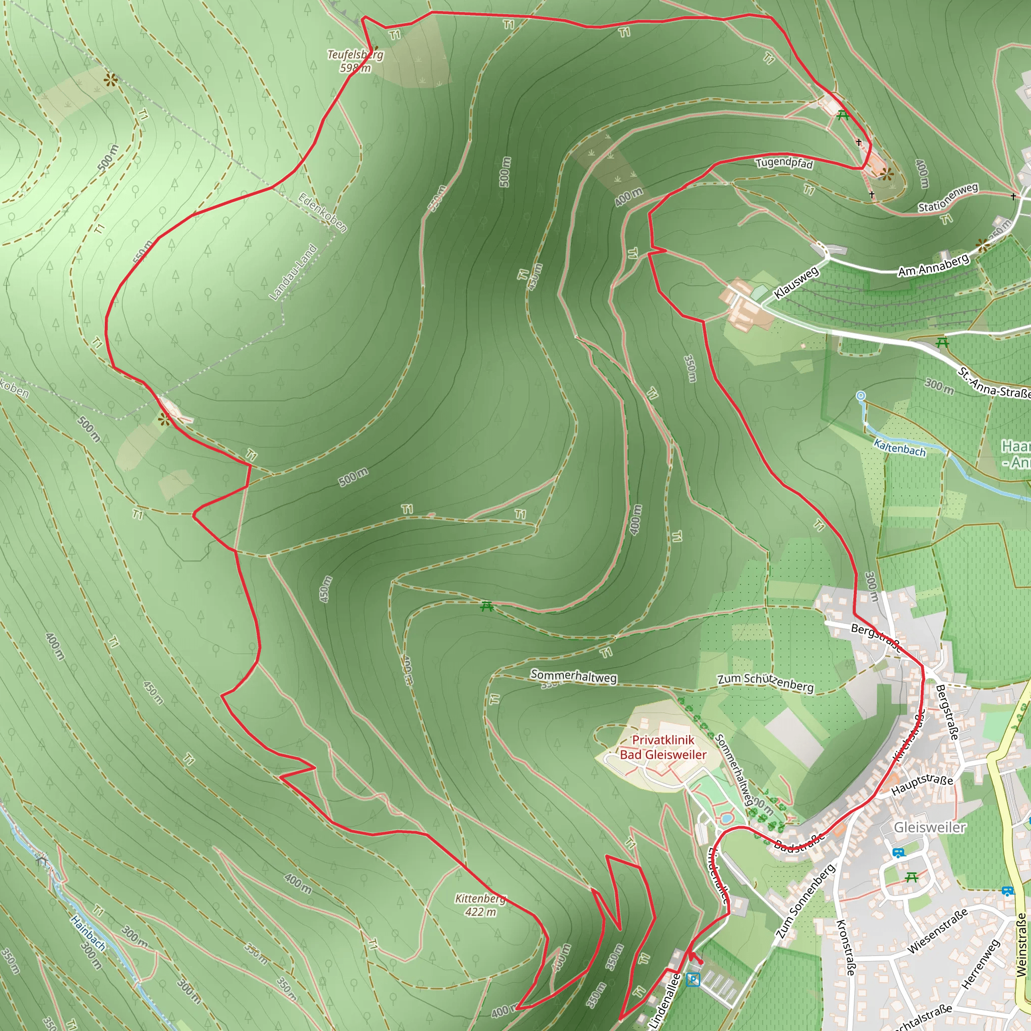 Teufelsberg via Wanderweg Deutsche Weinstrasse mobile static map
