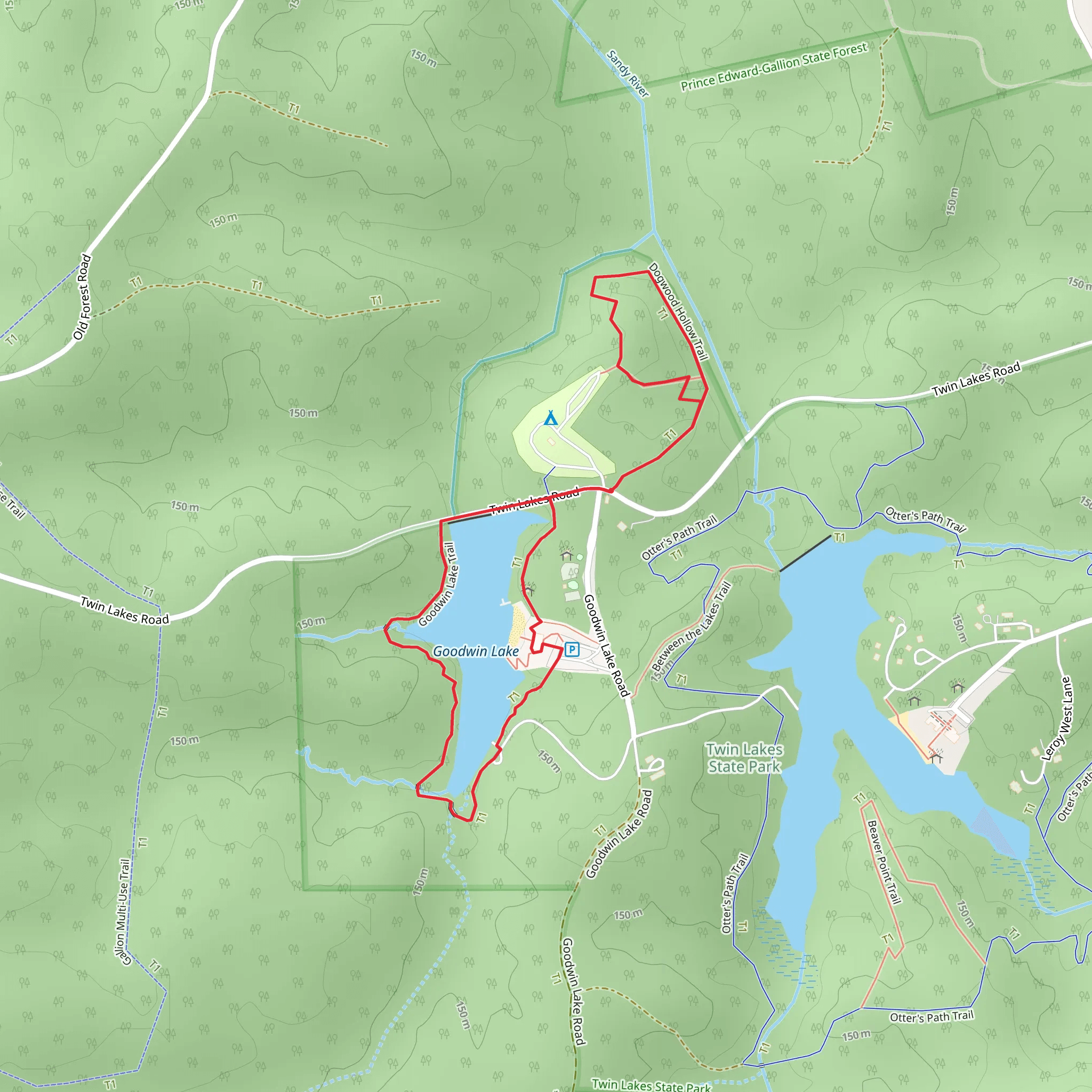 Goodwin Lake Trail and Dogwood Hollow Loop Trail mobile static map