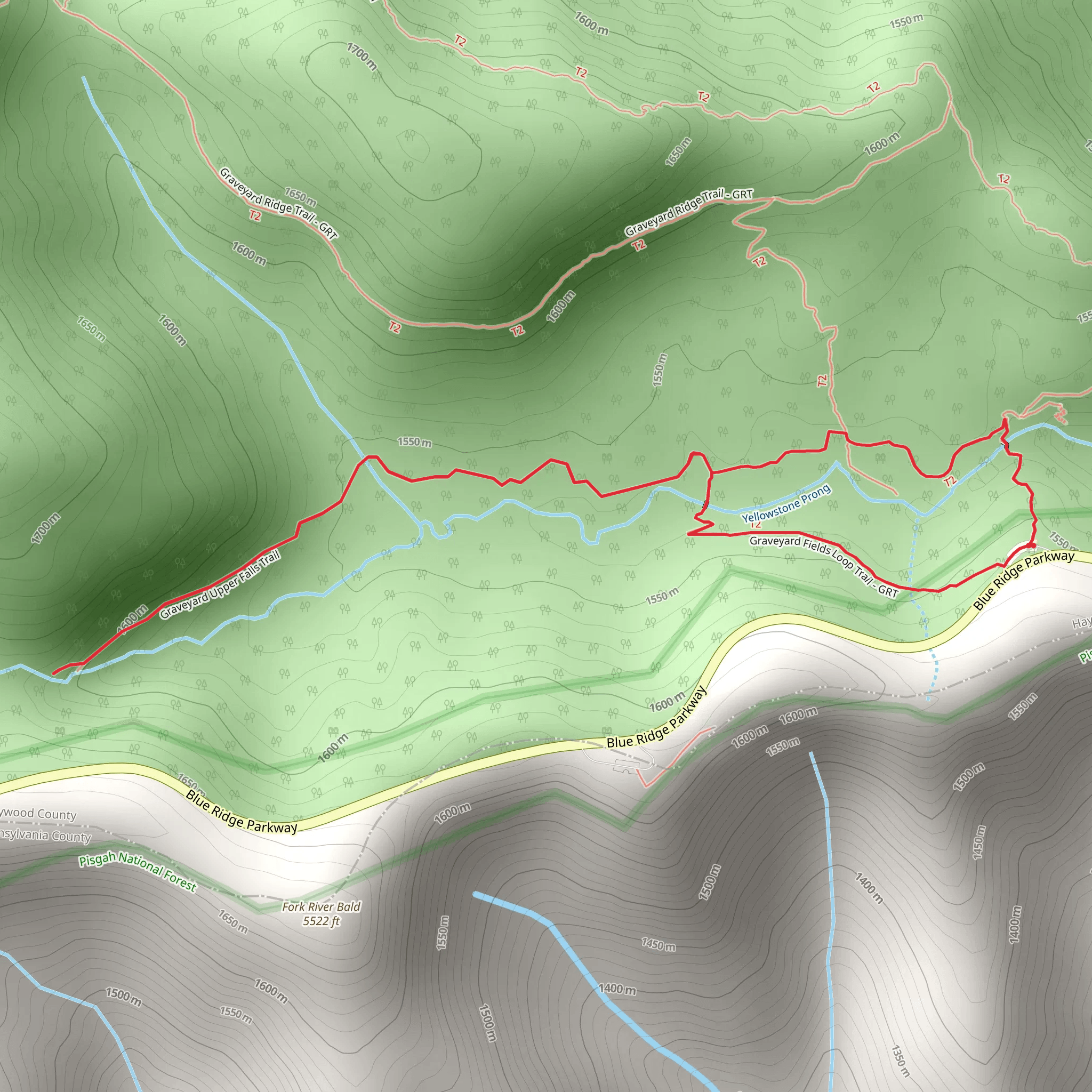 Graveyard Fields Trail mobile static map