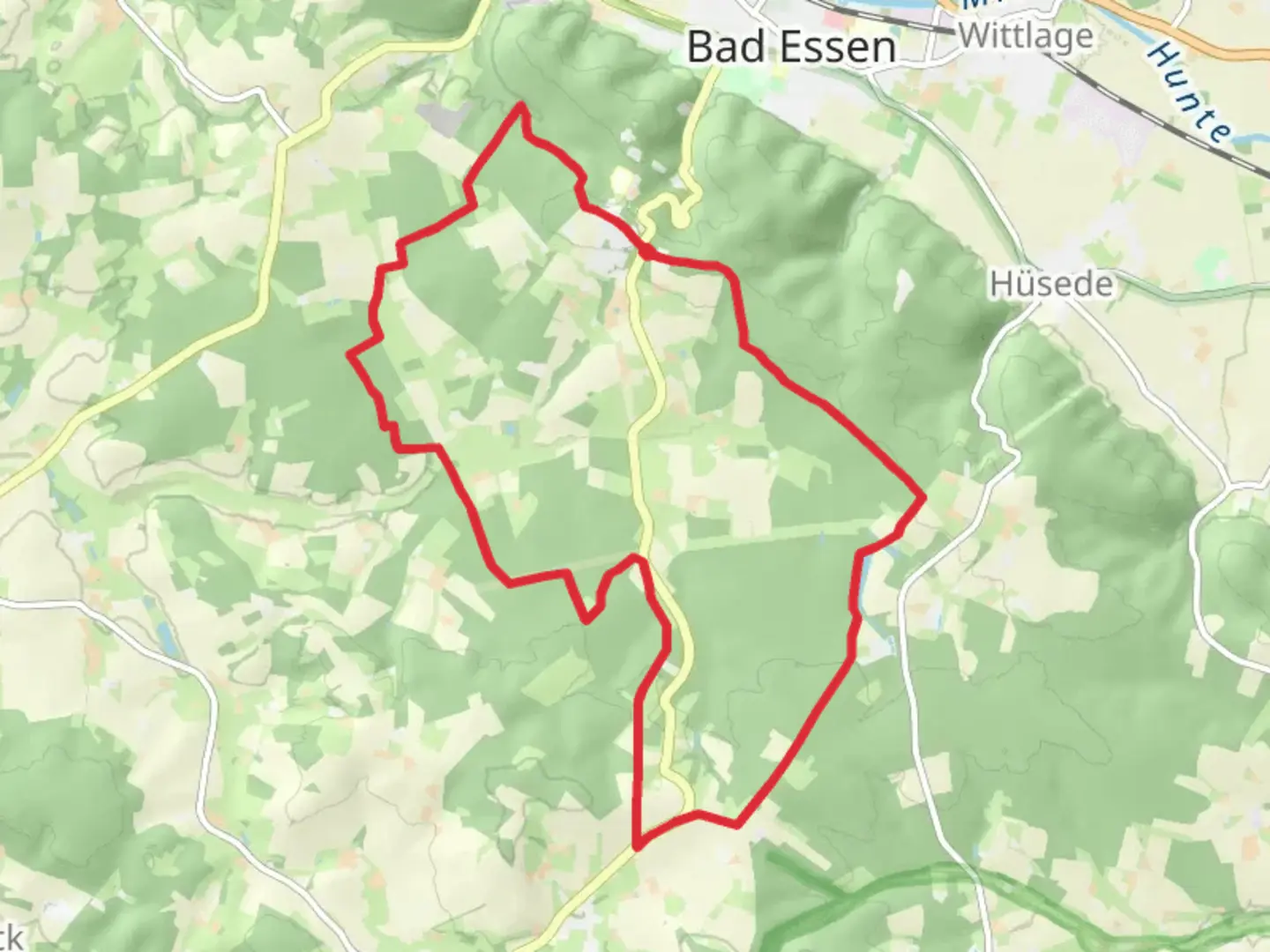 An image depicting the trail Essenerberg Loop and its surrounding area.
