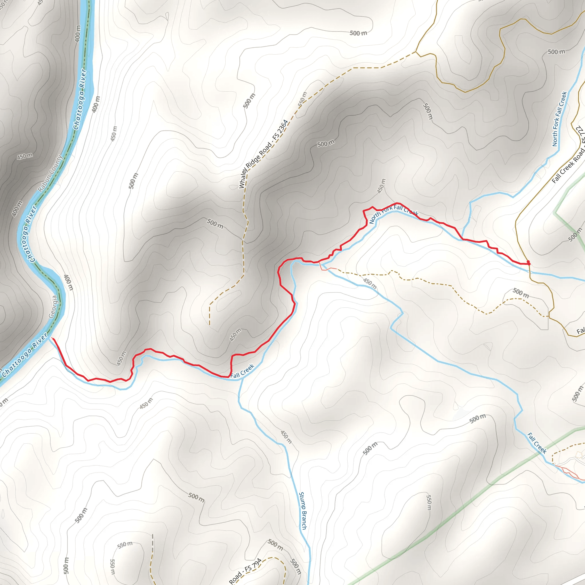 Chattooga River via North Fork Fall Creekack mobile static map