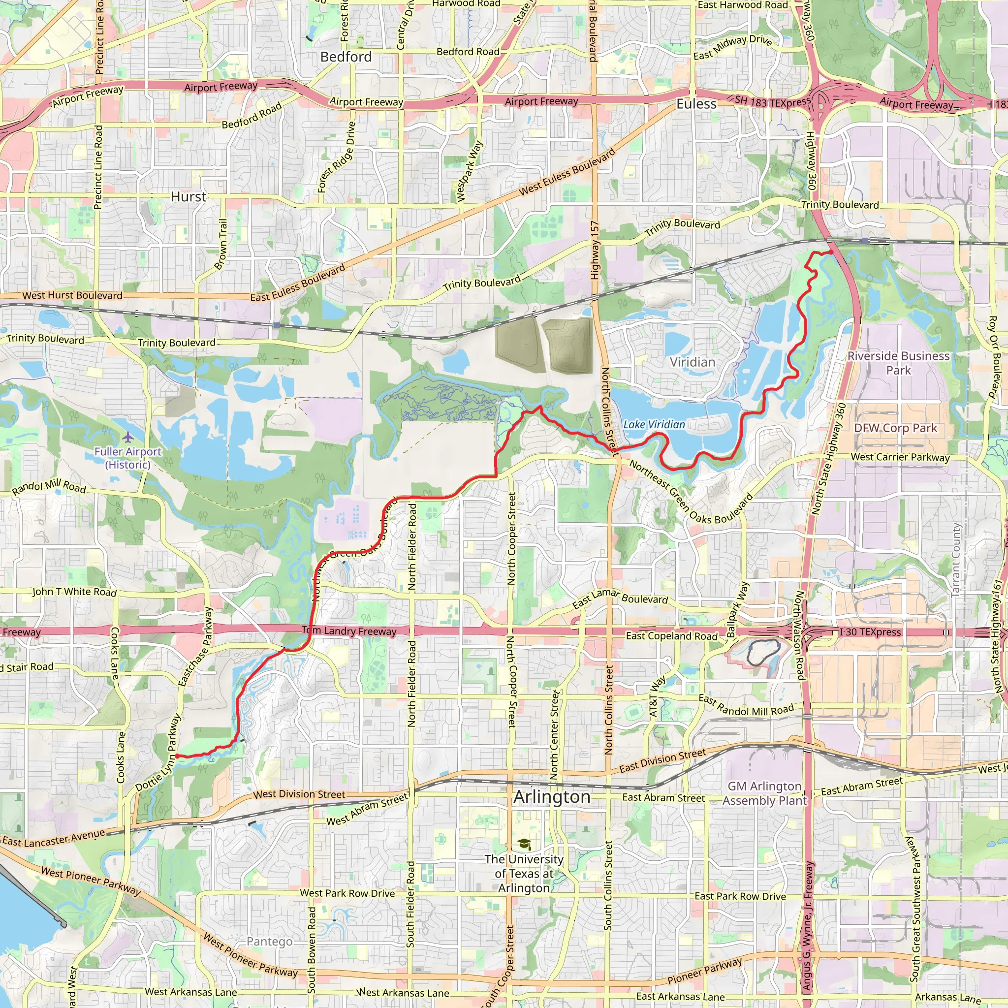 Village Creek and River Legacy Trail East mobile static map