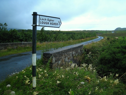 An image depicting the trail Muckish Loop from Lough Agher and its surrounding area.