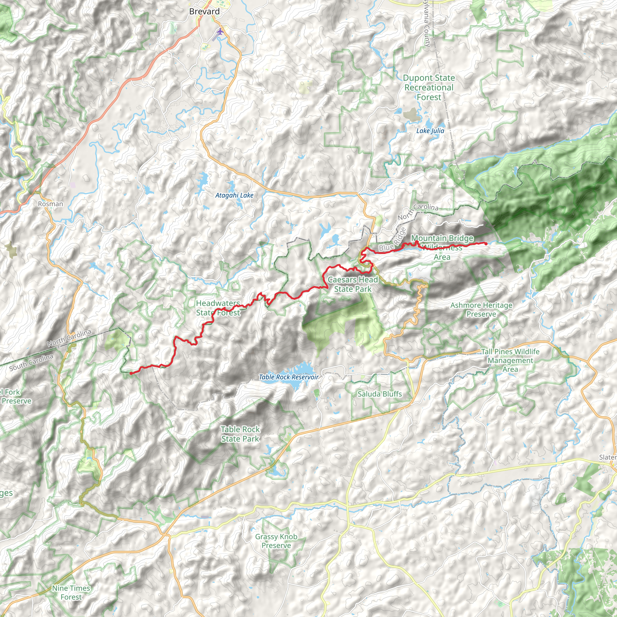 Jones Gap and Gum Gap Trail to Sassafras Mountain mobile static map