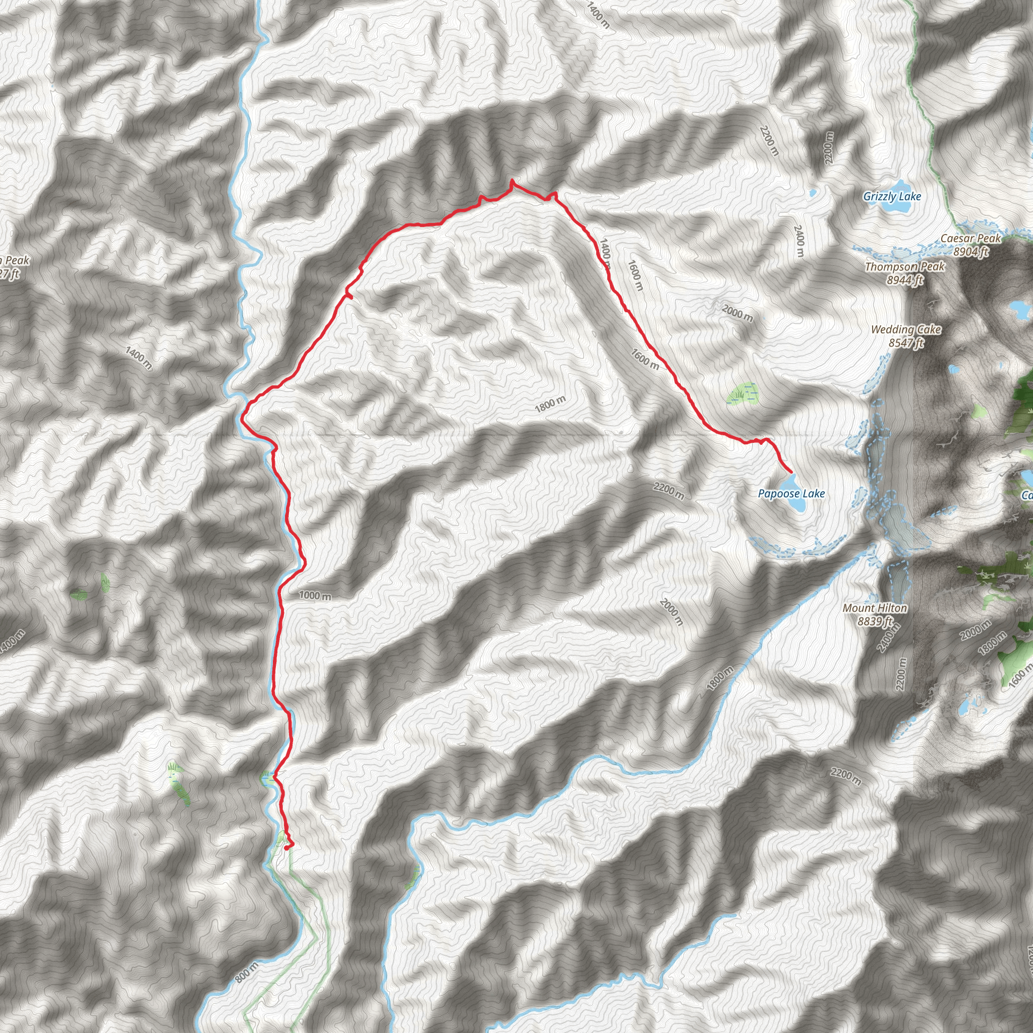 Rattlesnake Creek to Papoose Lake Trail via North Fork Trail mobile static map