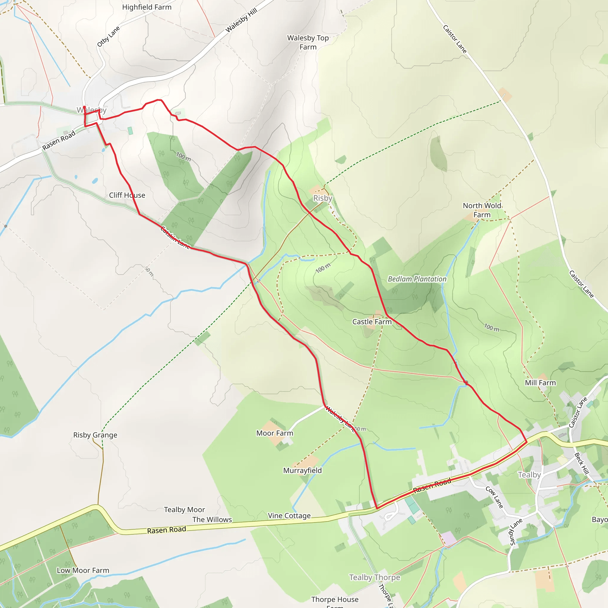 Walesby Country Park Walk via Viking Way mobile static map