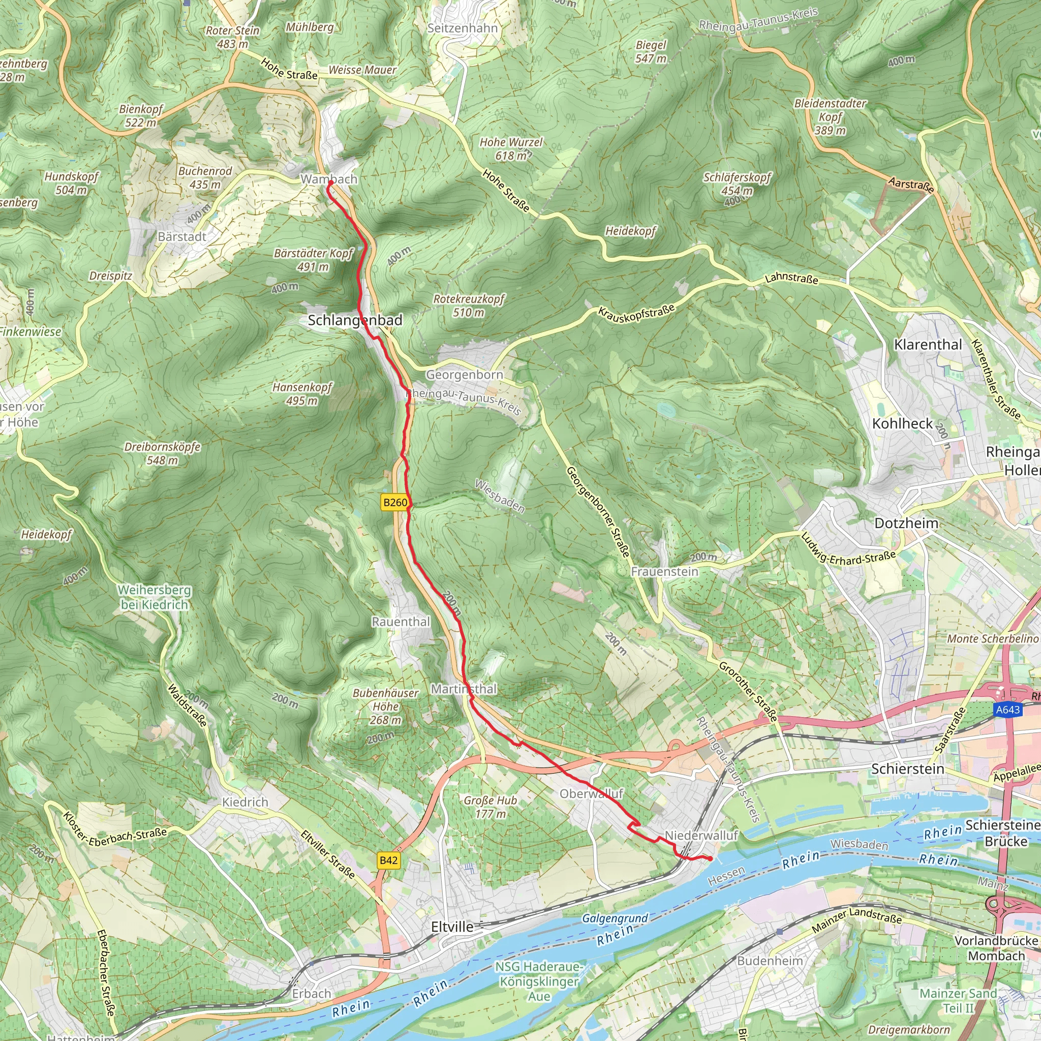 Niederwalluf to WambachMuehlenwanderweg mobile static map
