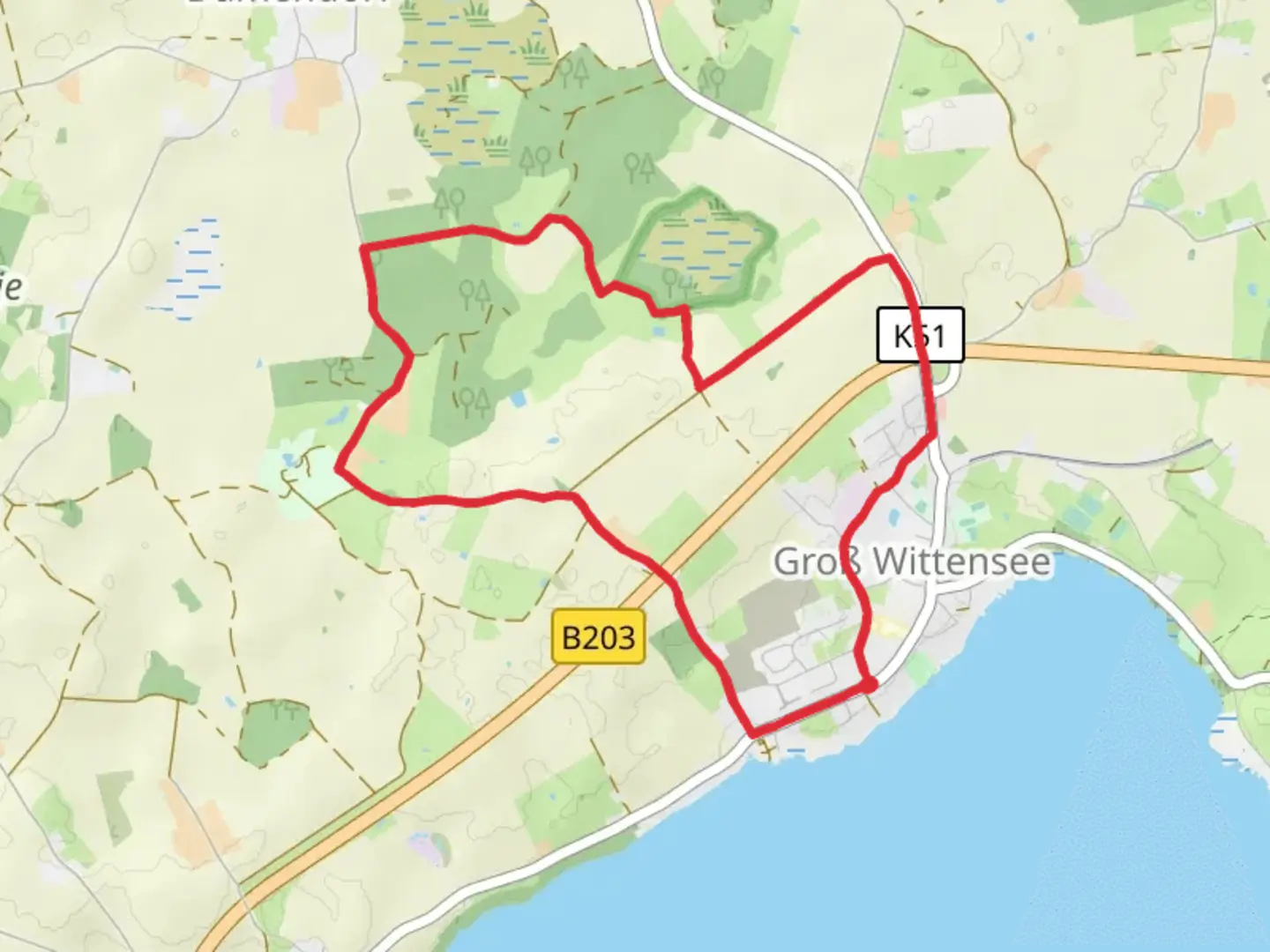 An image depicting the trail Kirchhorst Loop and its surrounding area.