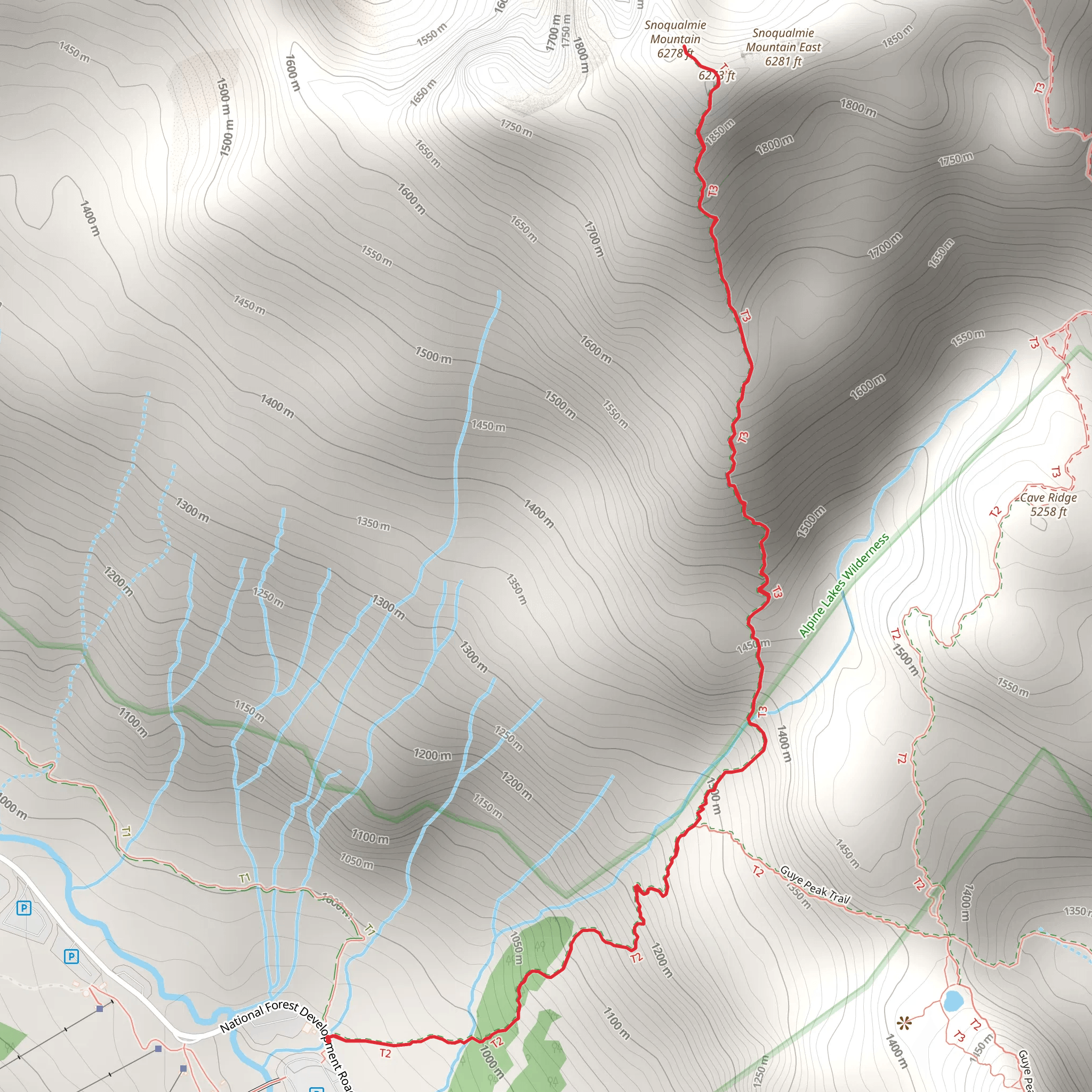 Snoqualmie Mountain Trail mobile static map