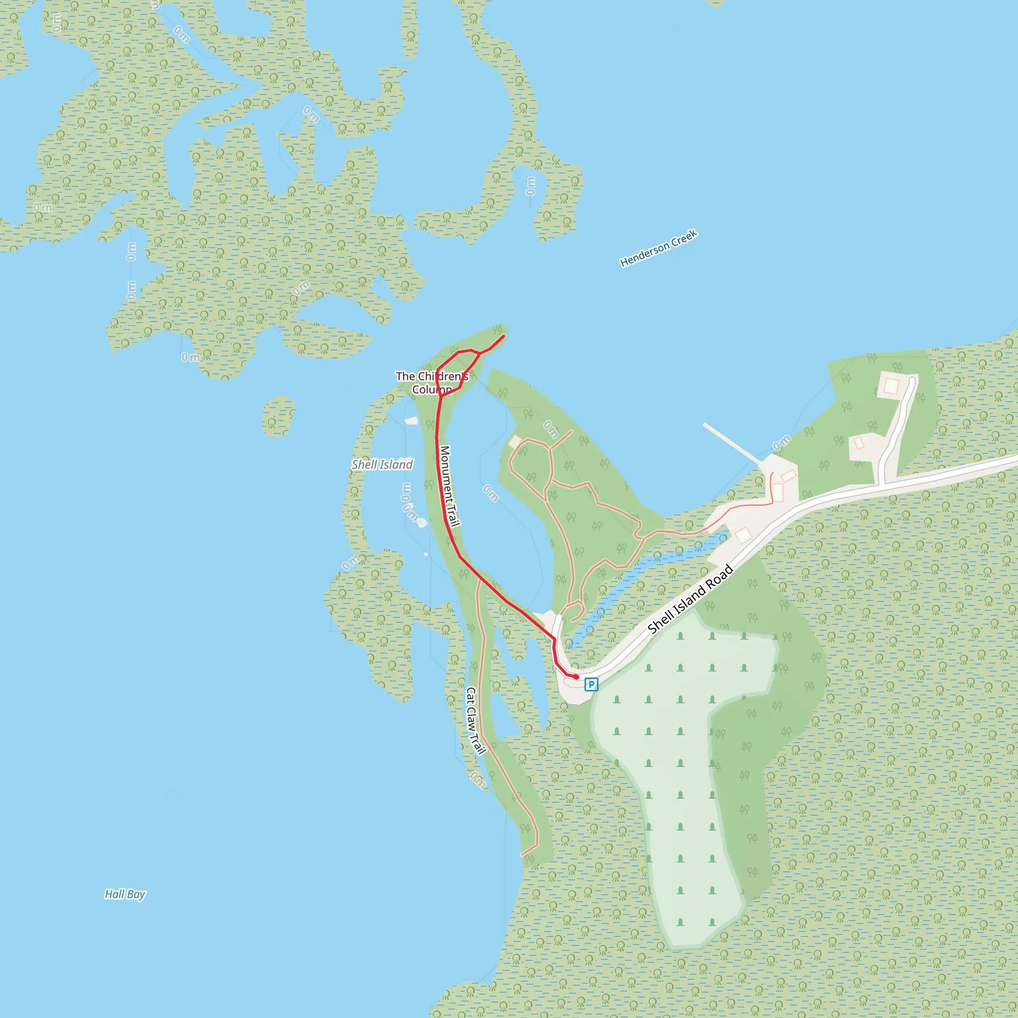 Monument Trail from Shell Island Road mobile static map