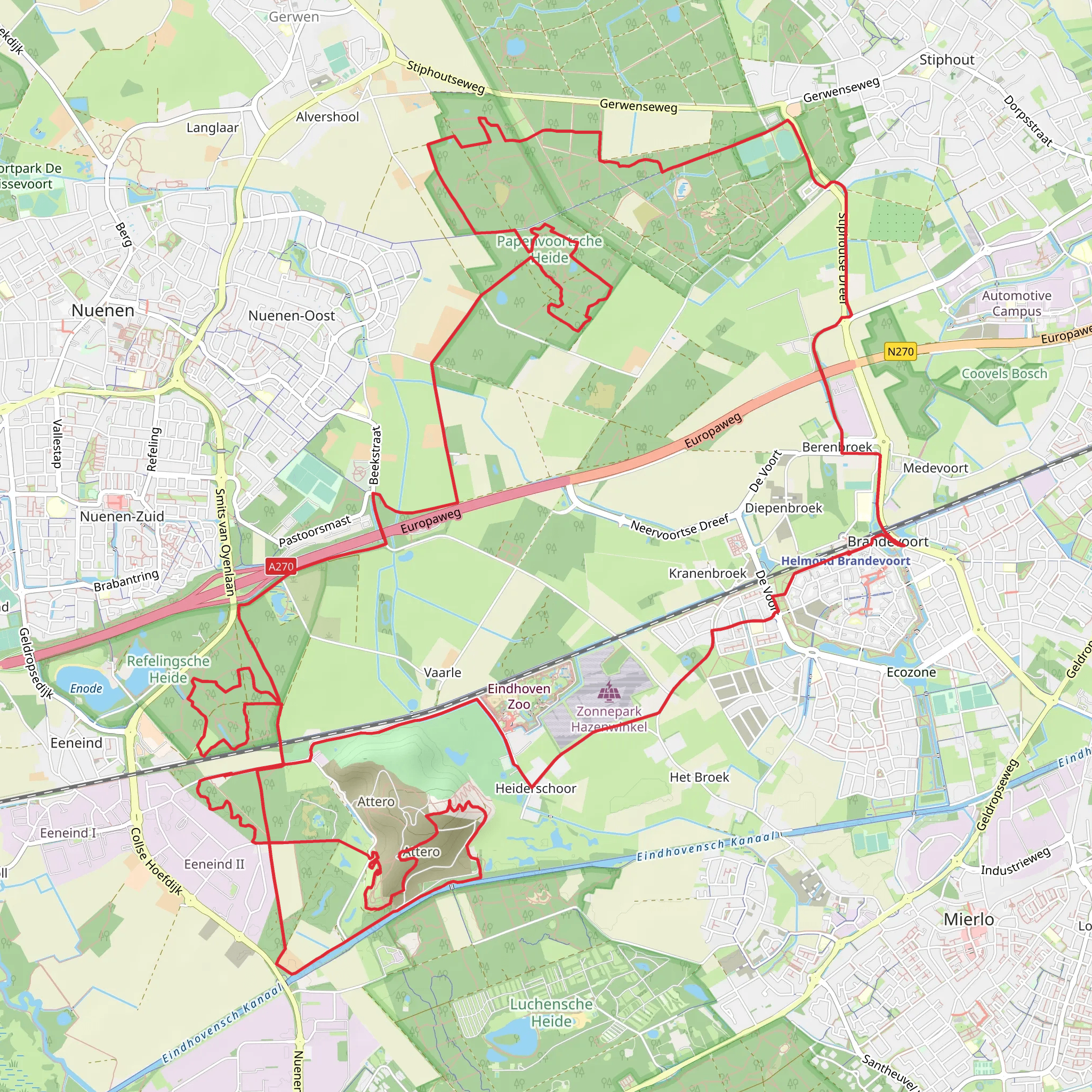 Papenvoortsche Heide, Collsche Heide and Schoutse Vennen Loop mobile static map