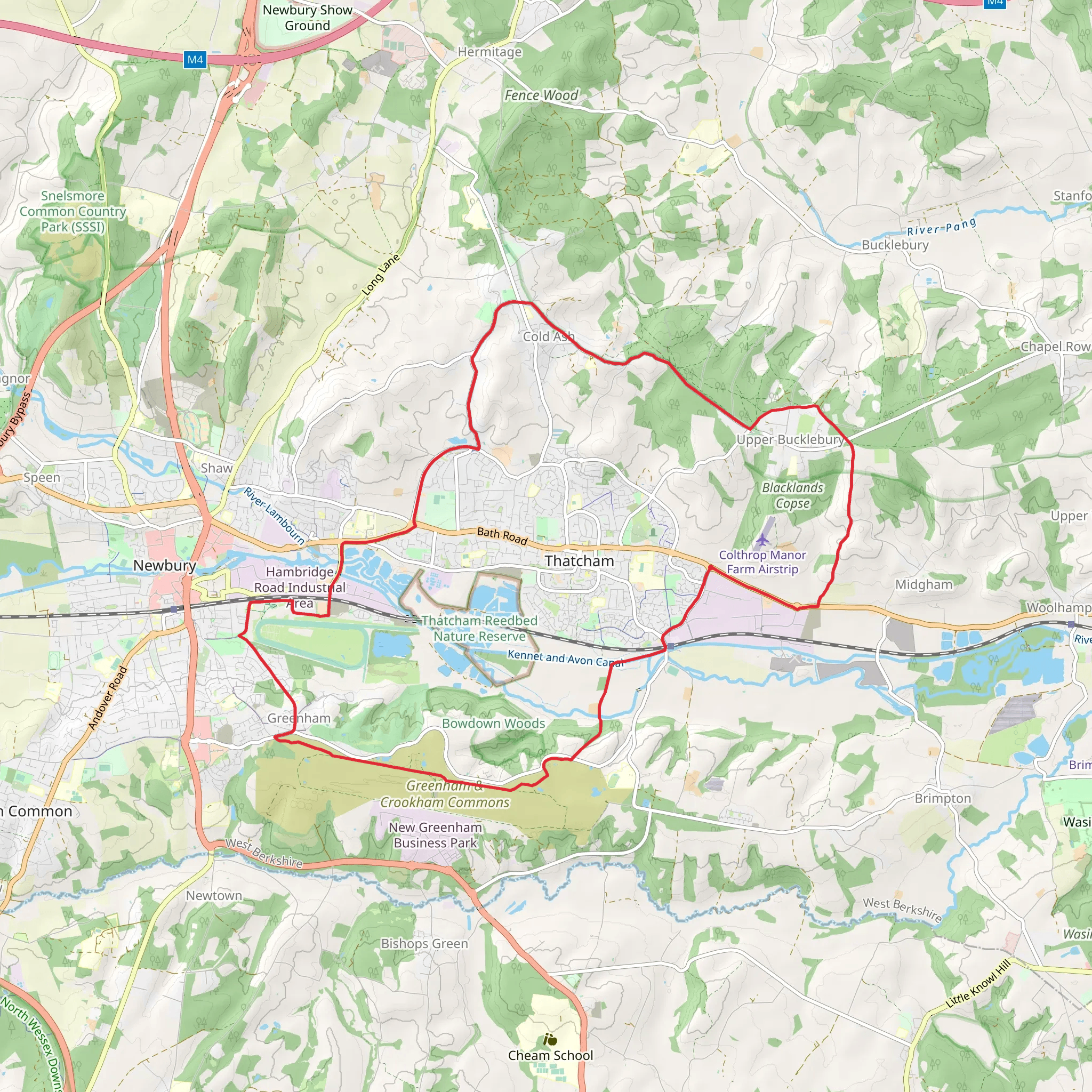 Thatcham, Cold Ash and Greenham Loop mobile static map