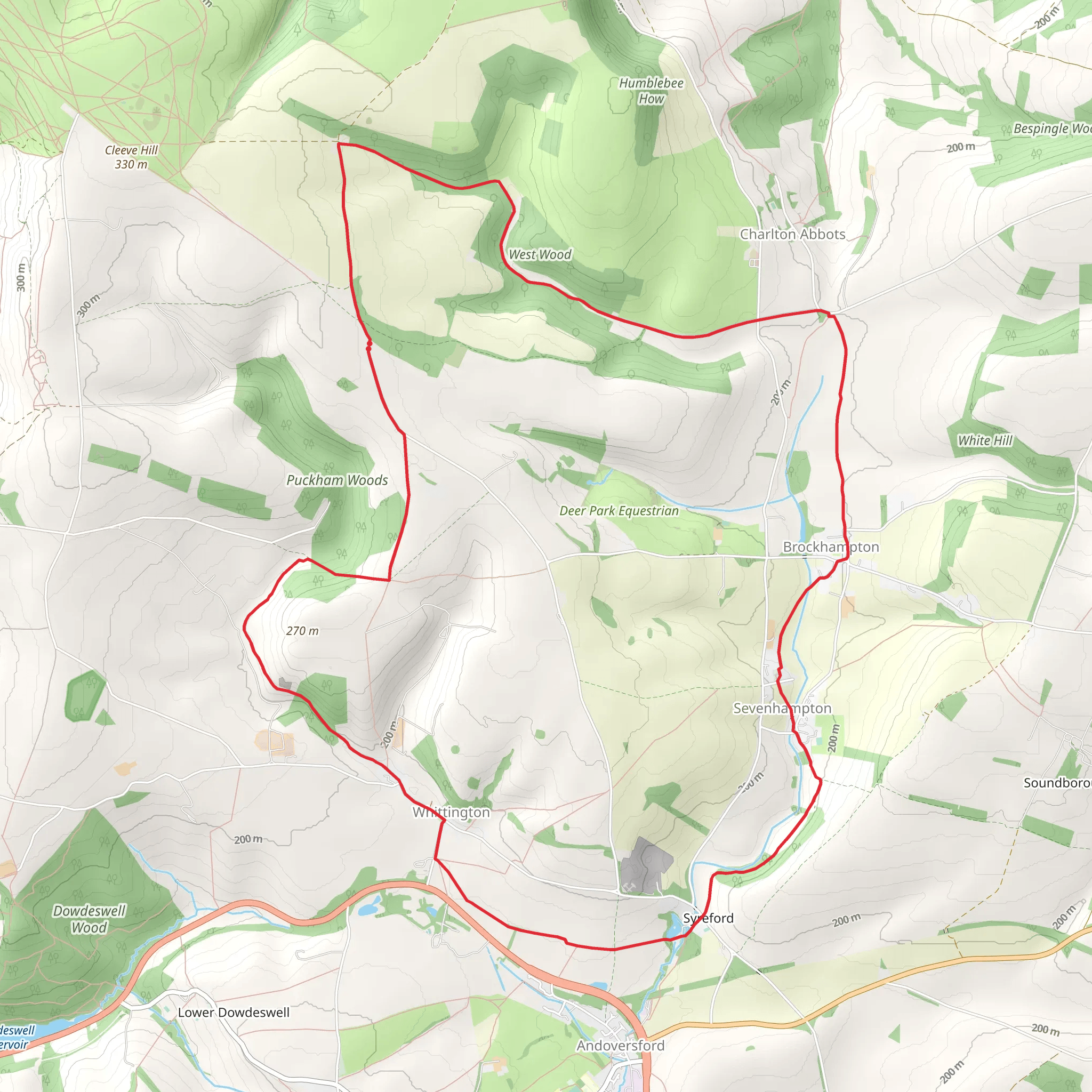 Syreford Plantation and Puckham Woods Loop mobile static map