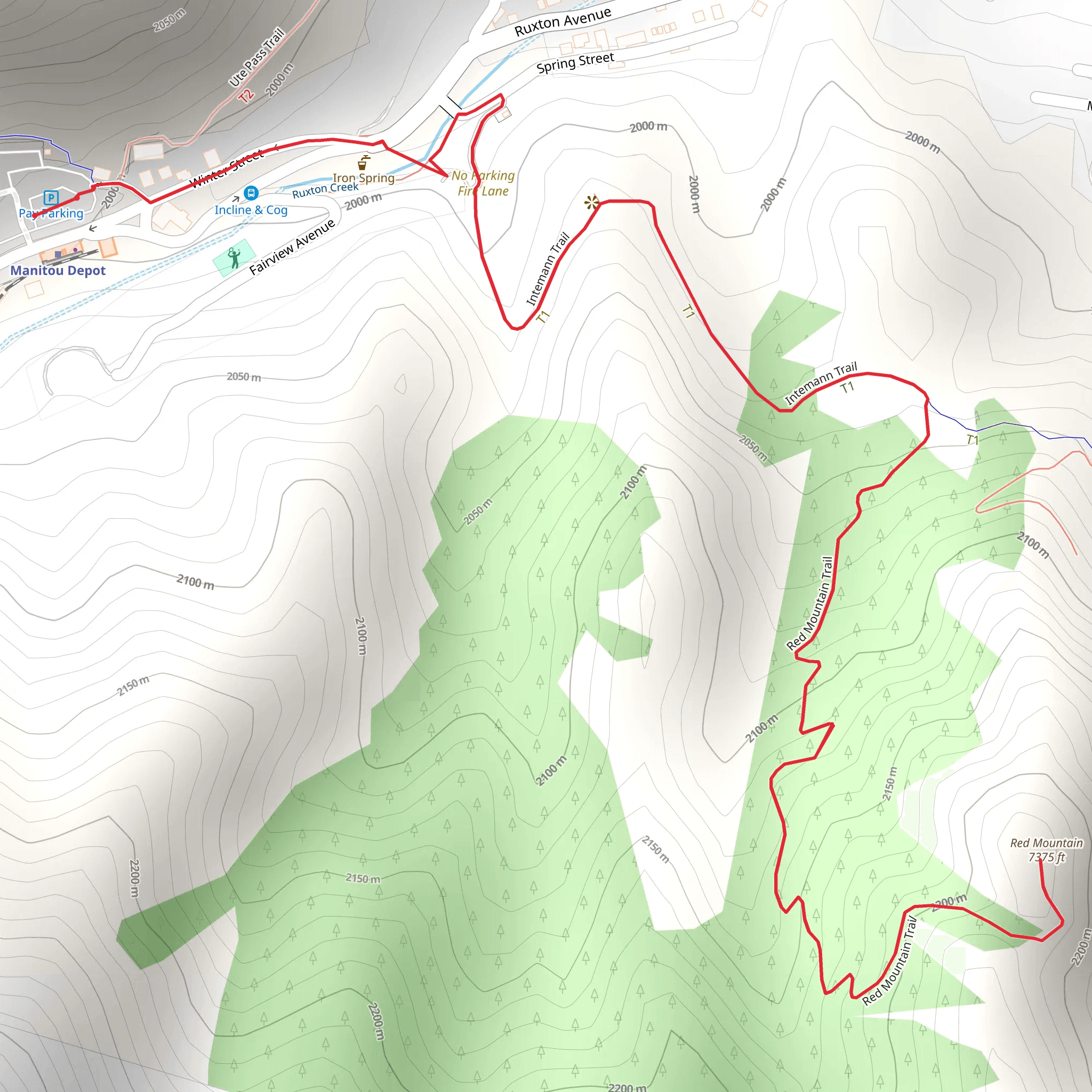 Red Mountain from Manitou Depot mobile static map