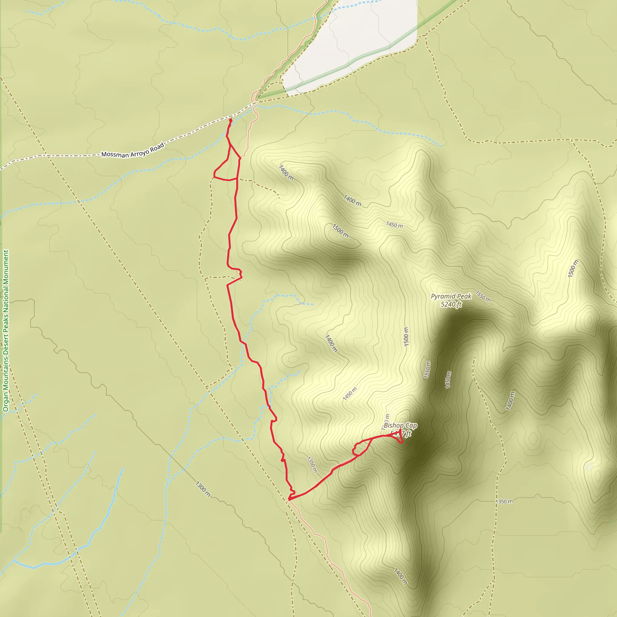 Bishop Cap via Sierra Vista Trail mobile static map