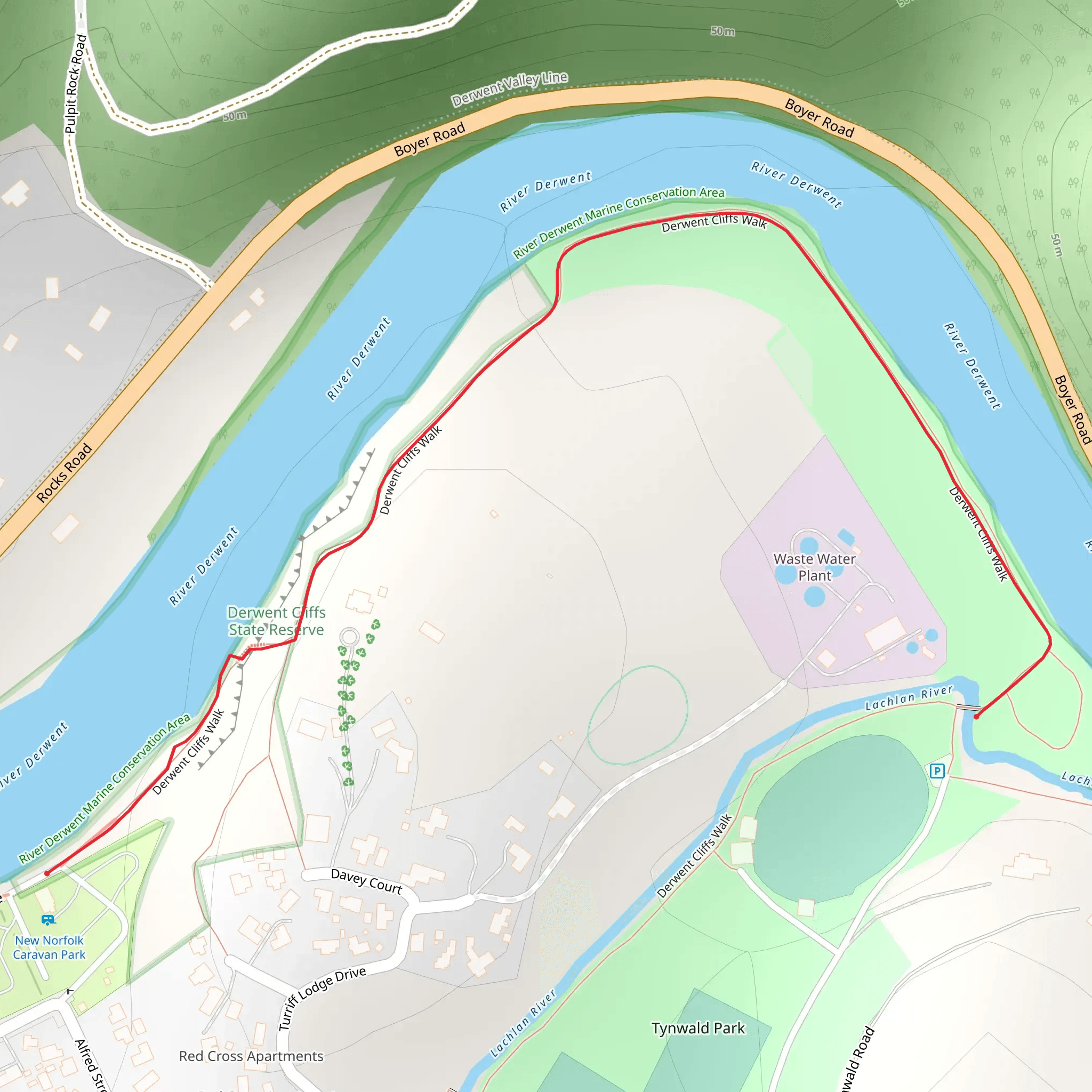 Derwent Cliffs Walk mobile static map