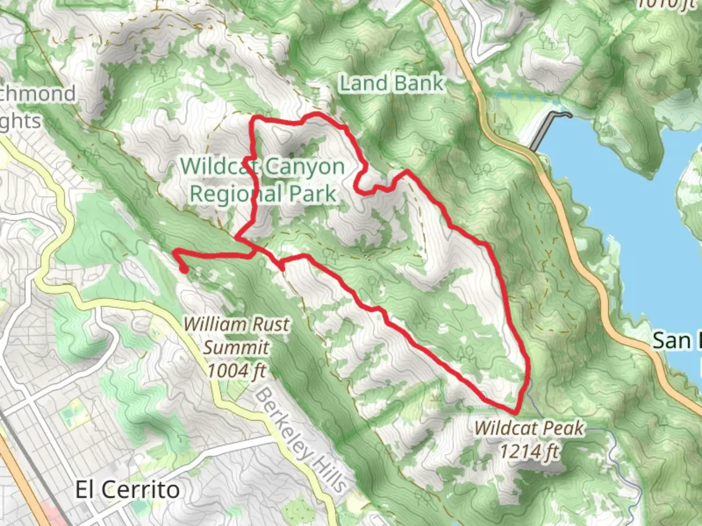 An image depicting the trail Rifle Range Road, Conlon and San Pablo Ridge Loop Trail and its surrounding area.