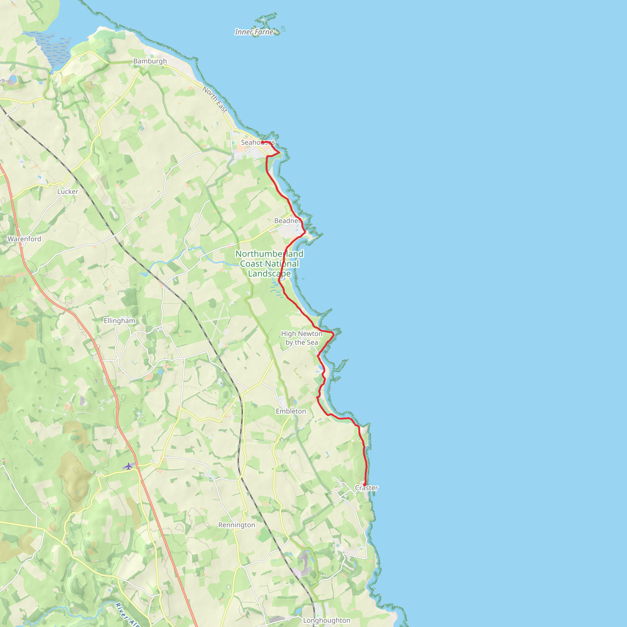 Seahouses to Craster Walk mobile static map