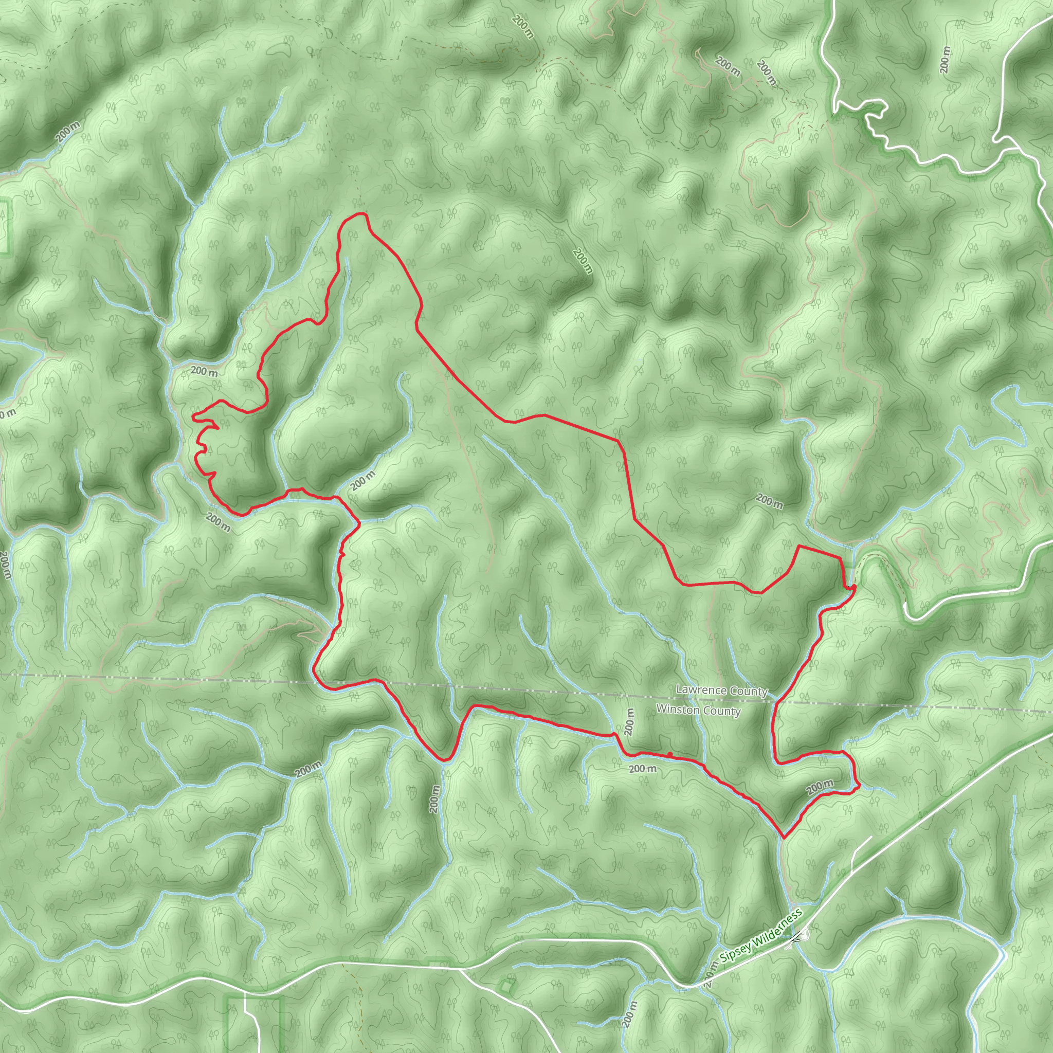 Sipsey Wild Hiking Trail and Bunyan Hill Wild Hiking Loop Trail mobile static map