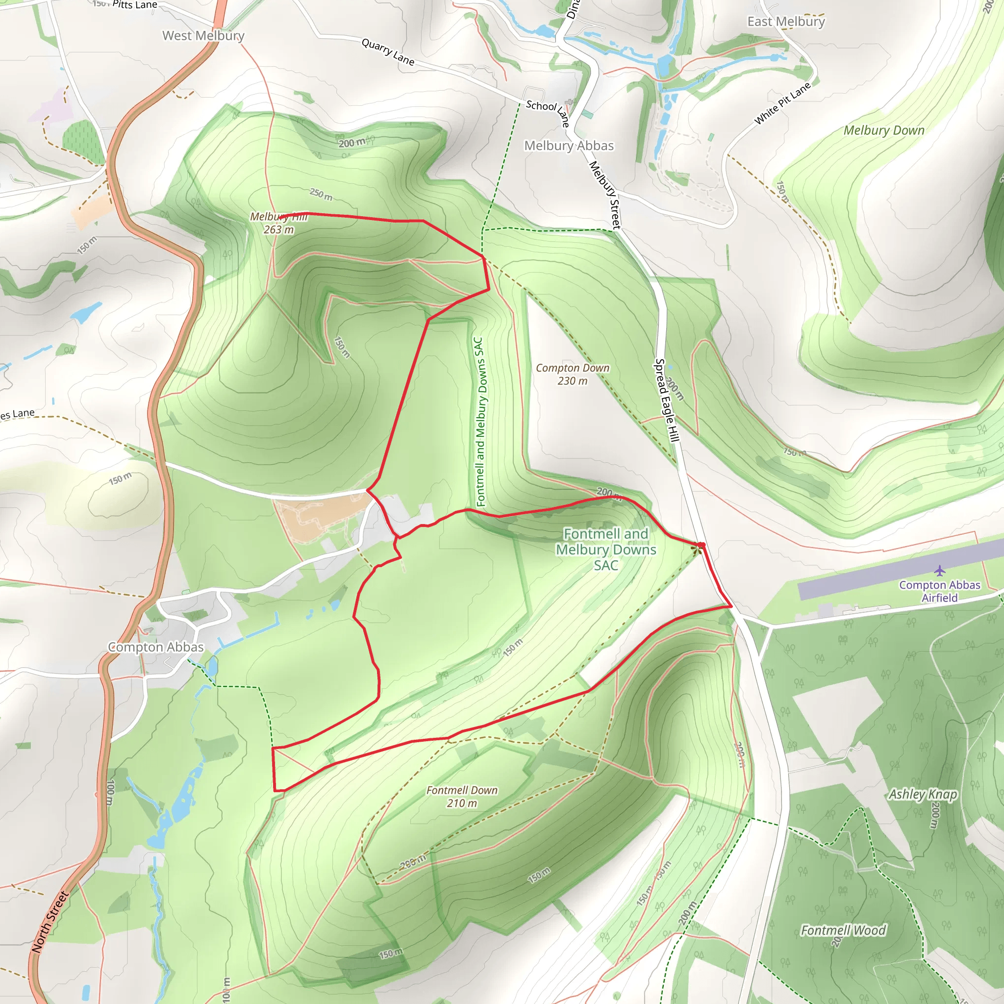 Fontmell and Melbury Downs Loop mobile static map