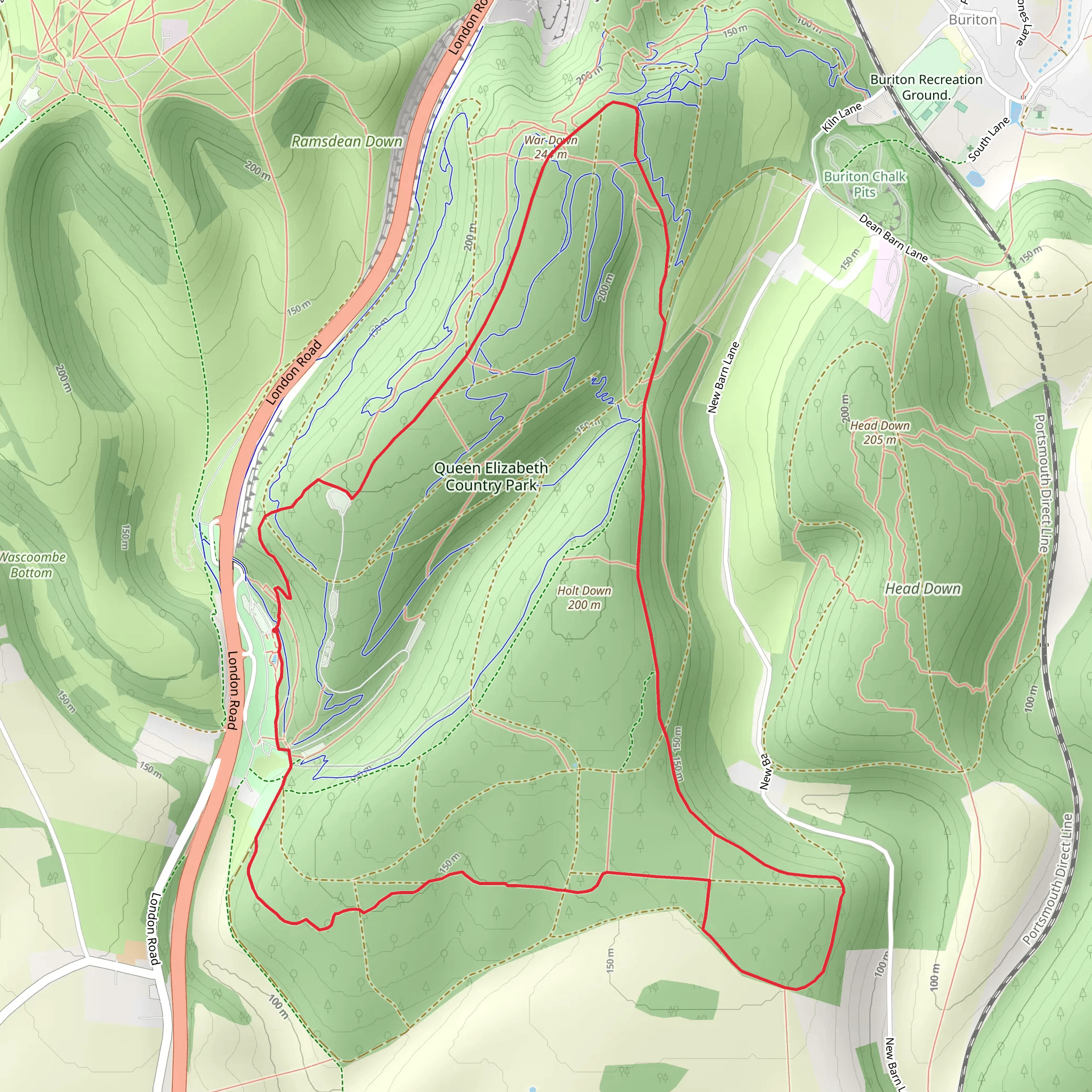 War Down and Long Woodland Trail mobile static map