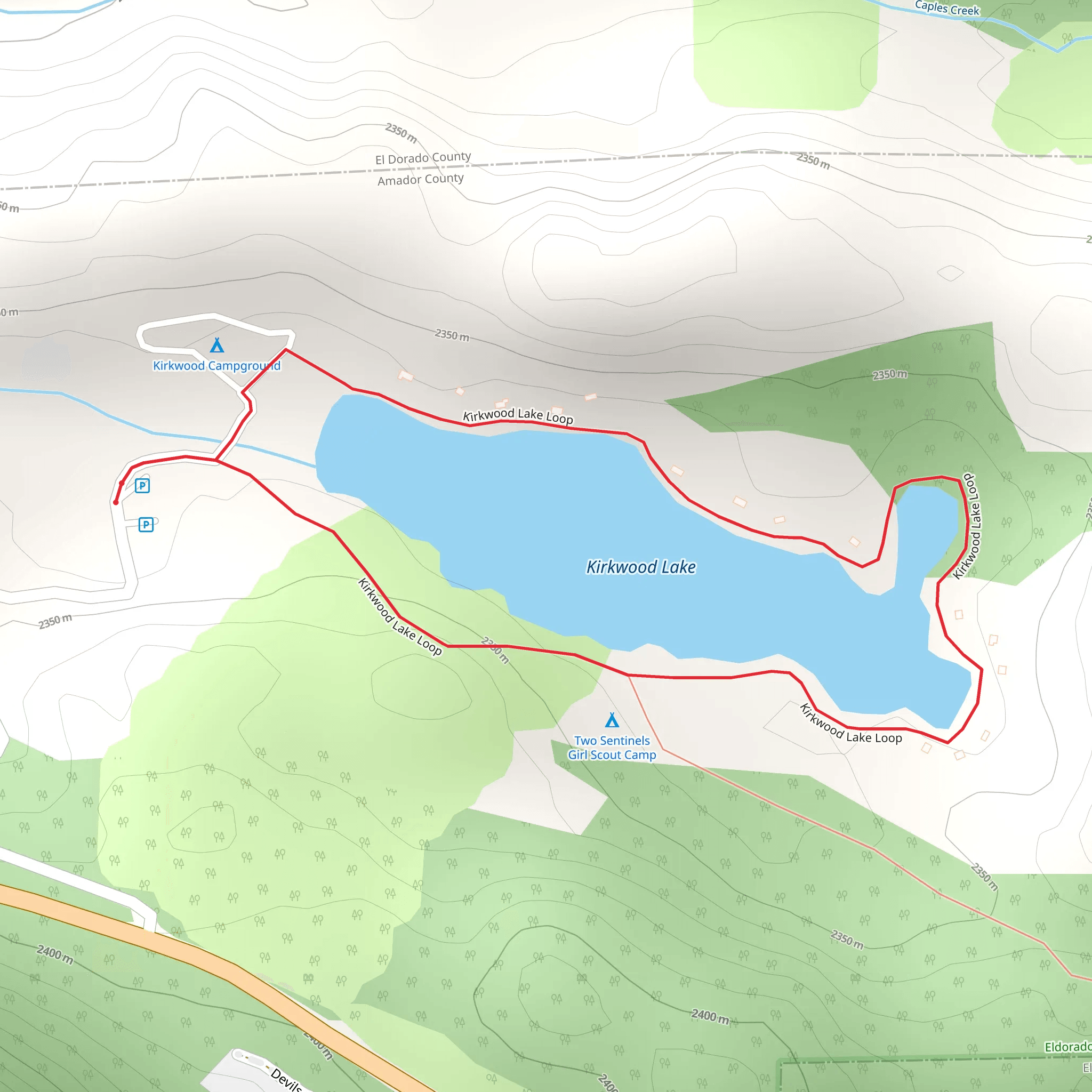 Kirkwood Lake Loop Trail mobile static map