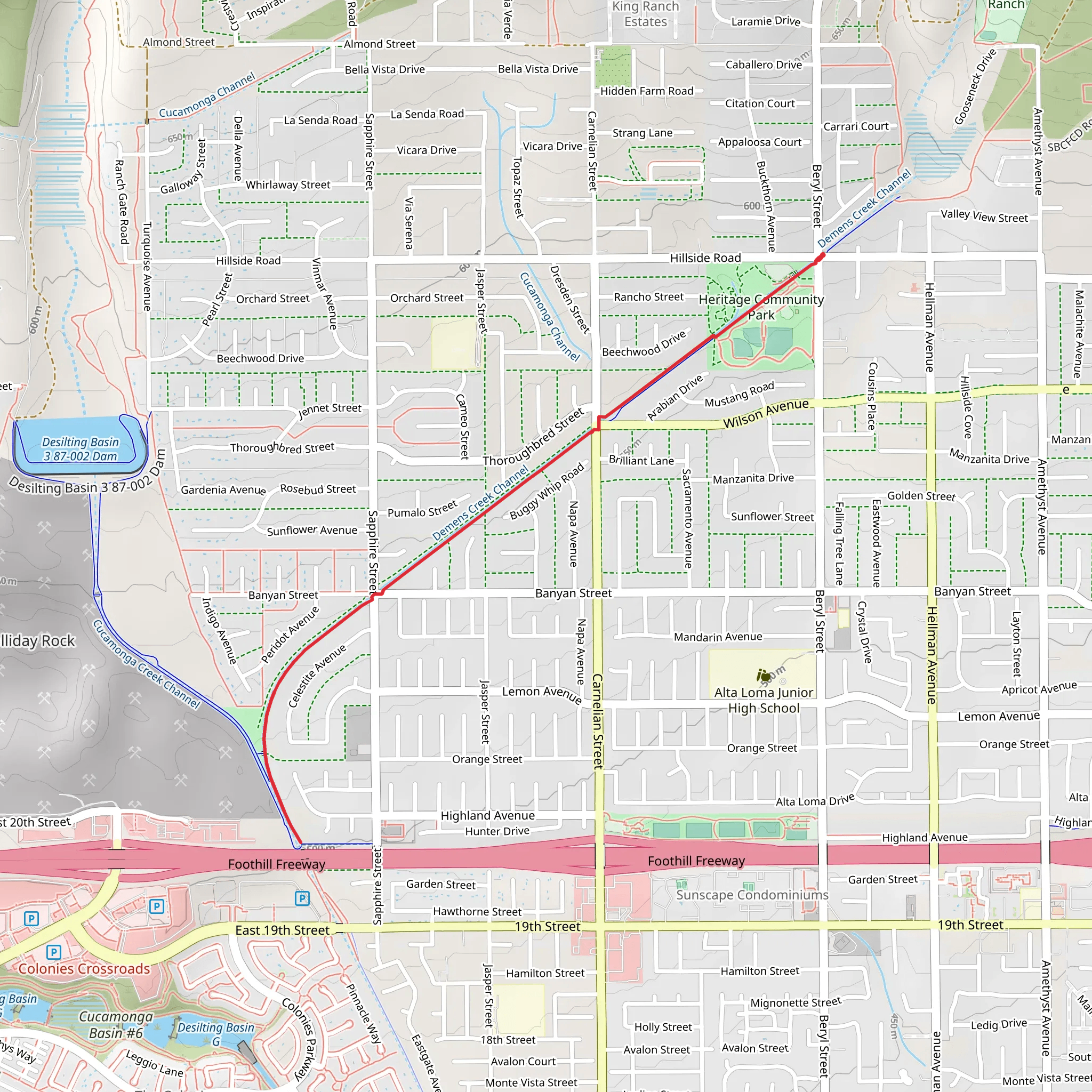 Demens Creek Channel Walk mobile static map