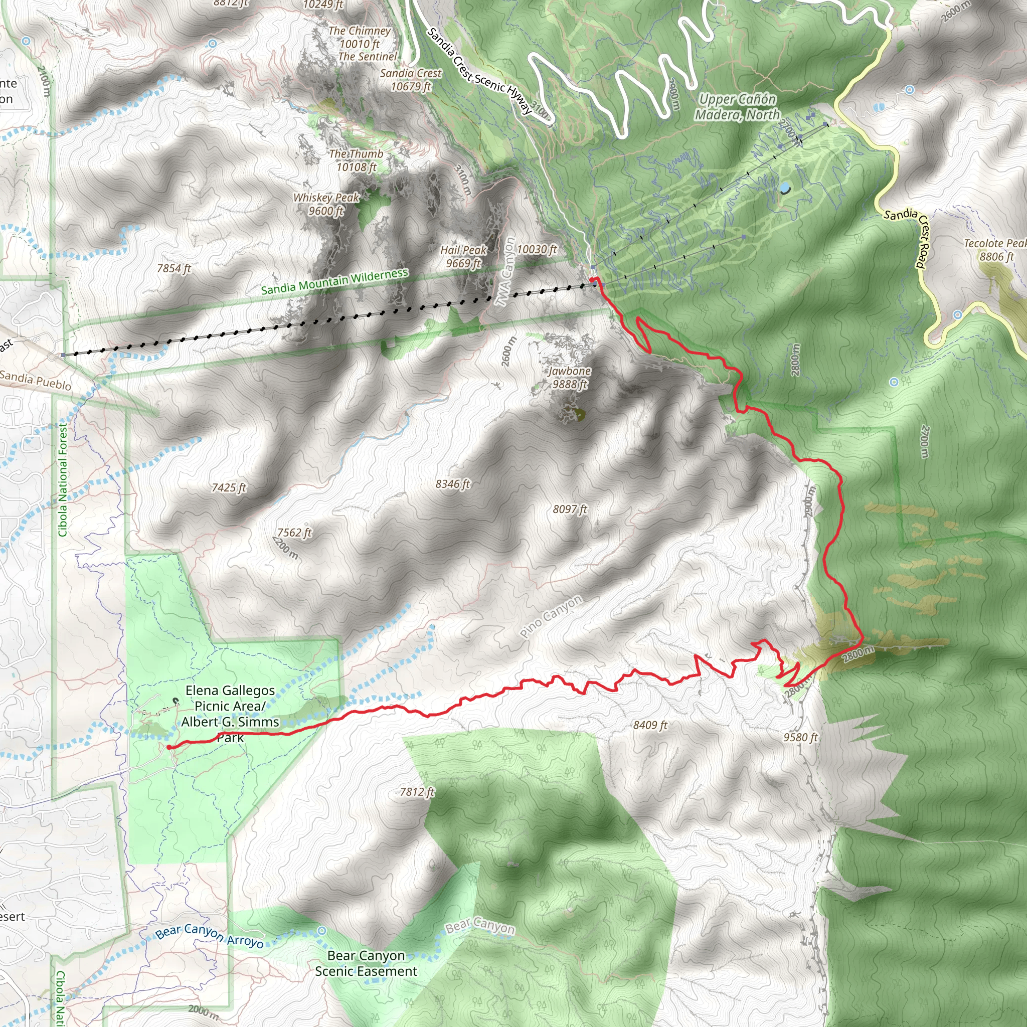 Pino Trail and South Crest Trail mobile static map
