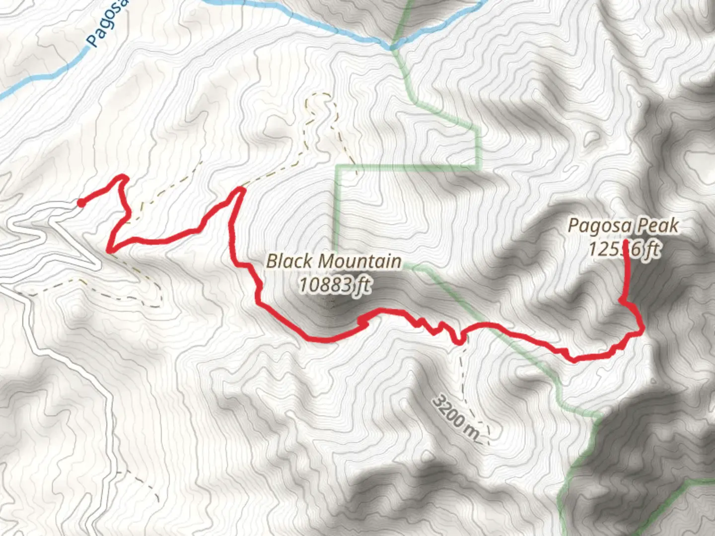 An image depicting the trail Pagosa Peak and its surrounding area.
