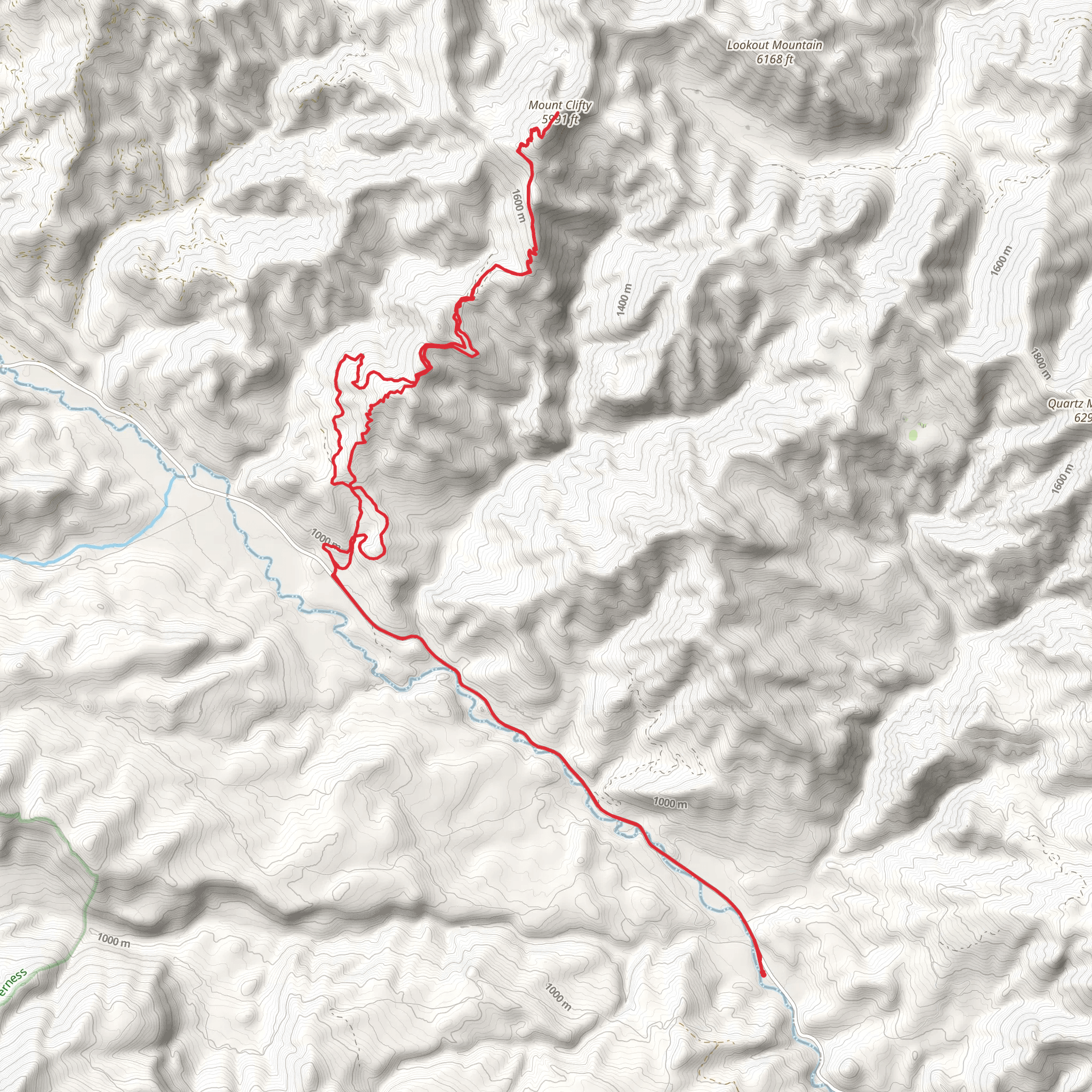 Mount Clifty Trail via Pileup Creek mobile static map