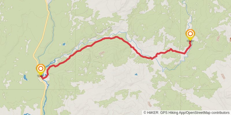 Snake River Cutoff via South Boundary Trail stage 2 Map