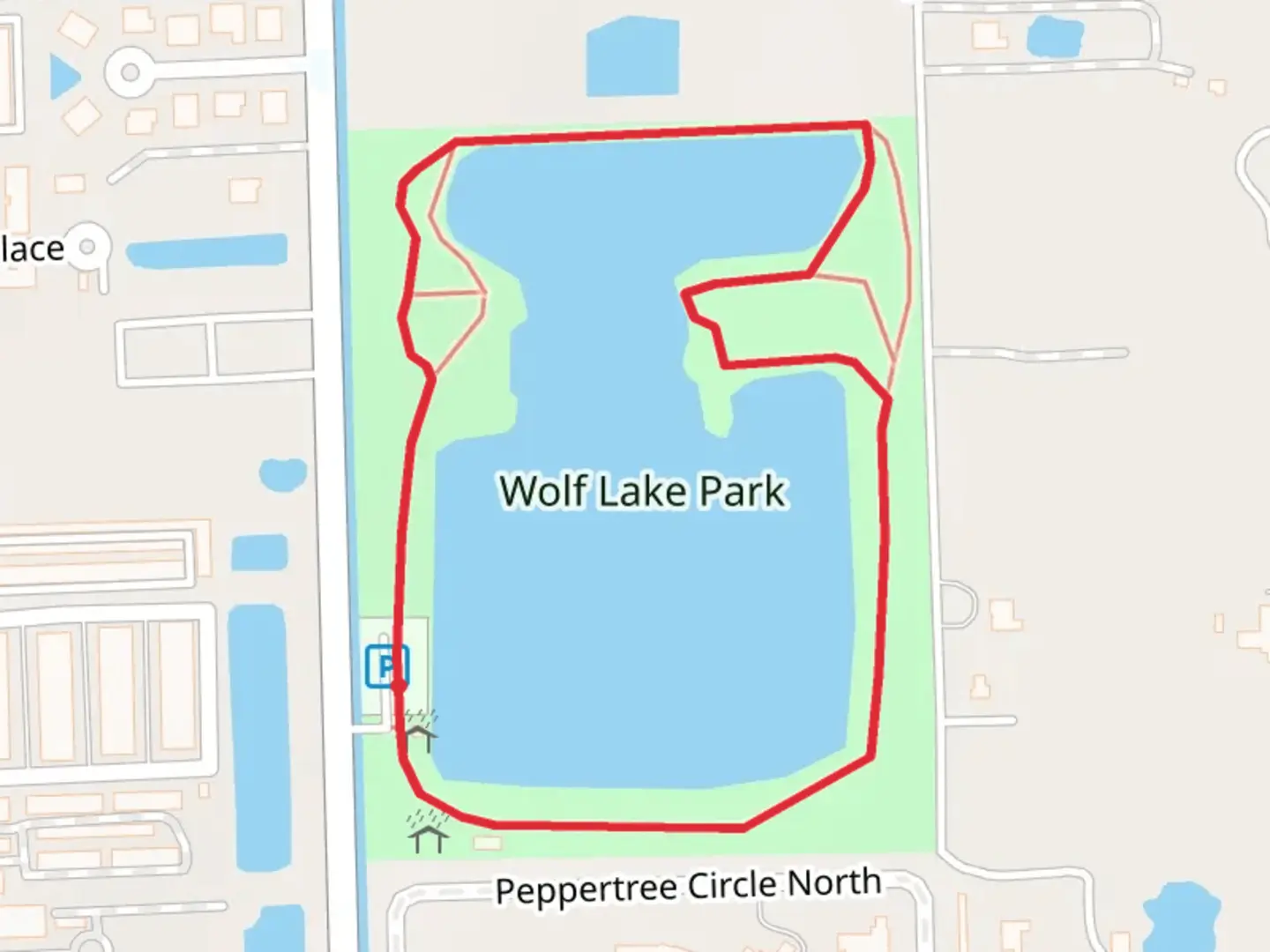 An image depicting the trail Wolf Lake Loop and its surrounding area.