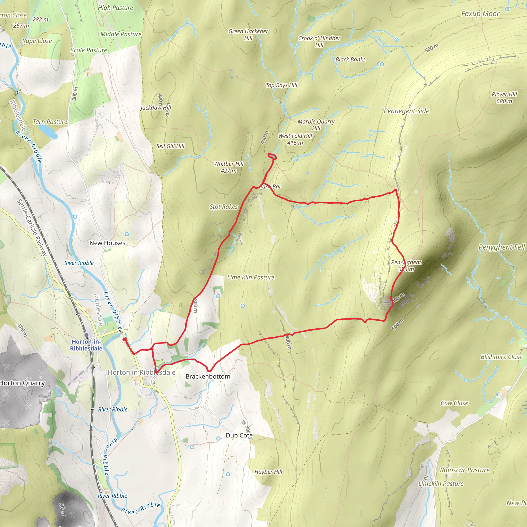 Pen-y-ghent and Hull Pot Loop mobile static map